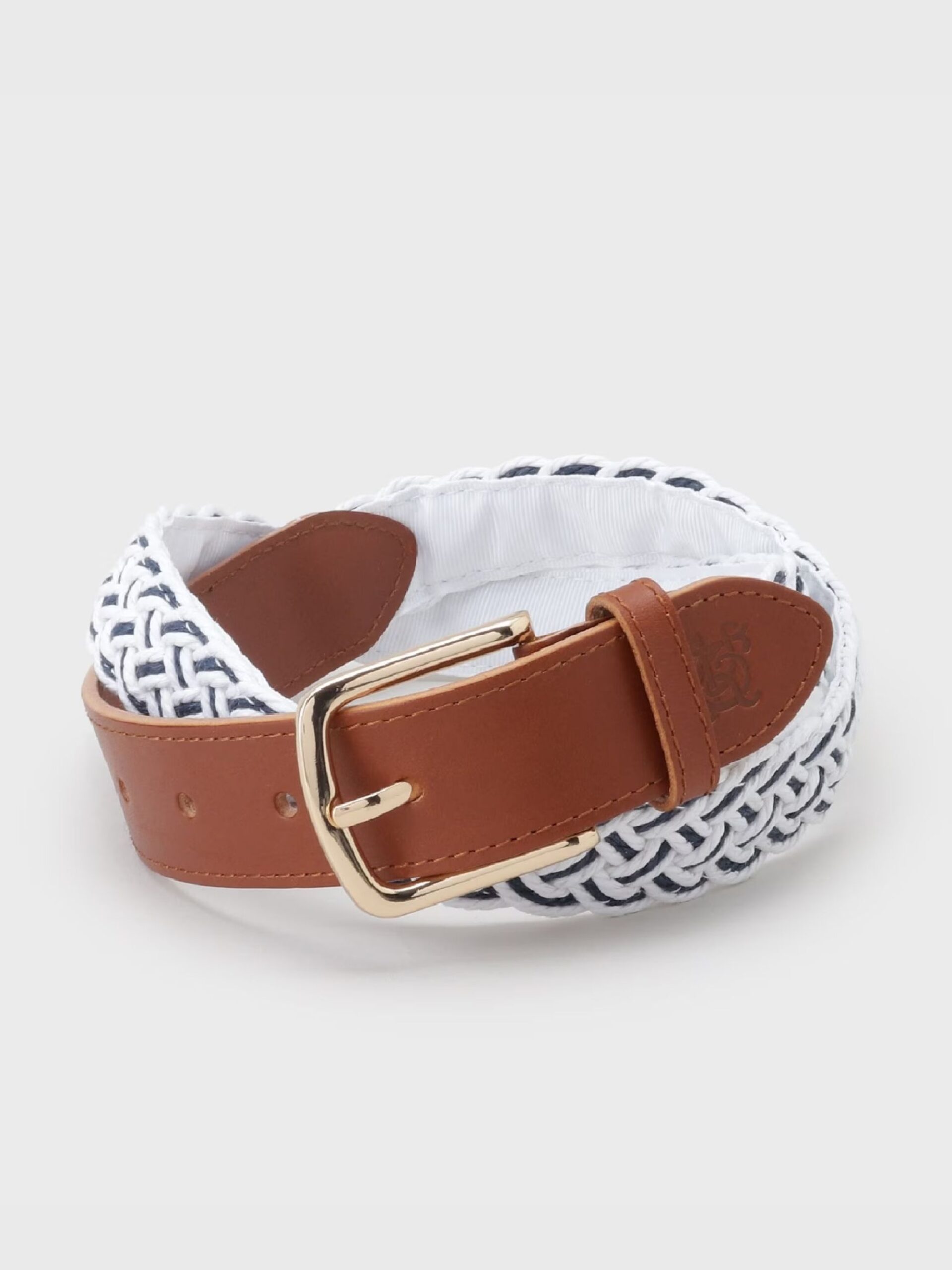 WHITE LEATHER COTTON MESH BELT (1)