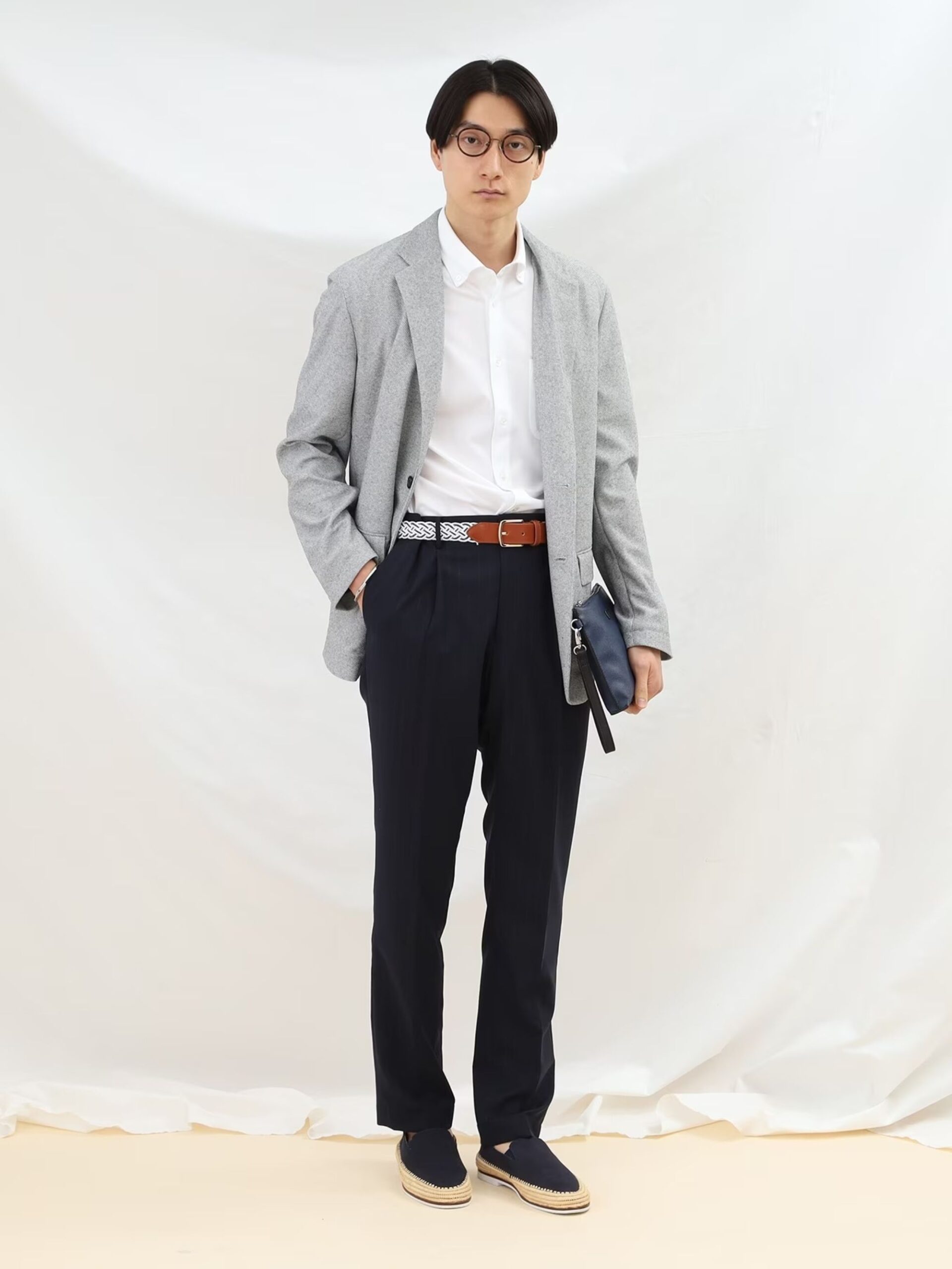 WHITE LEATHER COTTON MESH BELT (5)