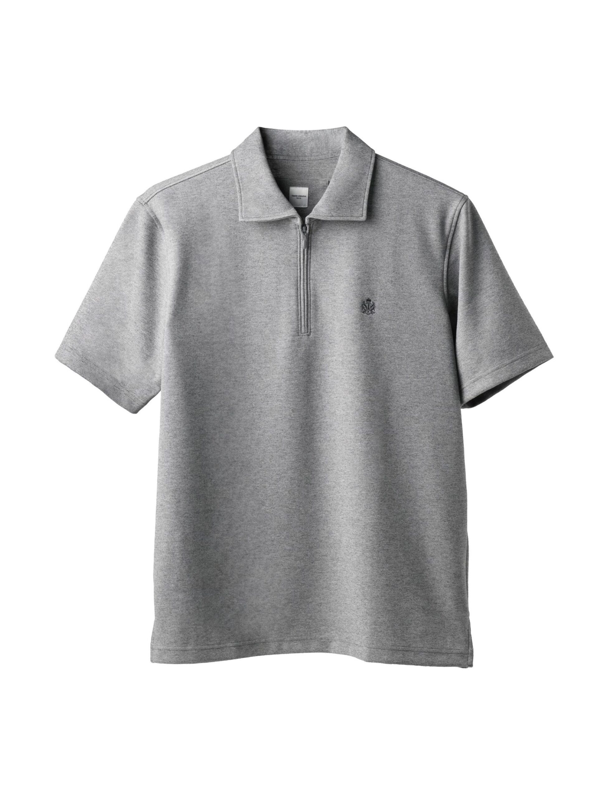 GREY STRETCH PUNCH FABRIC ZIPPER POLO SHIRT (K8138999) (1)