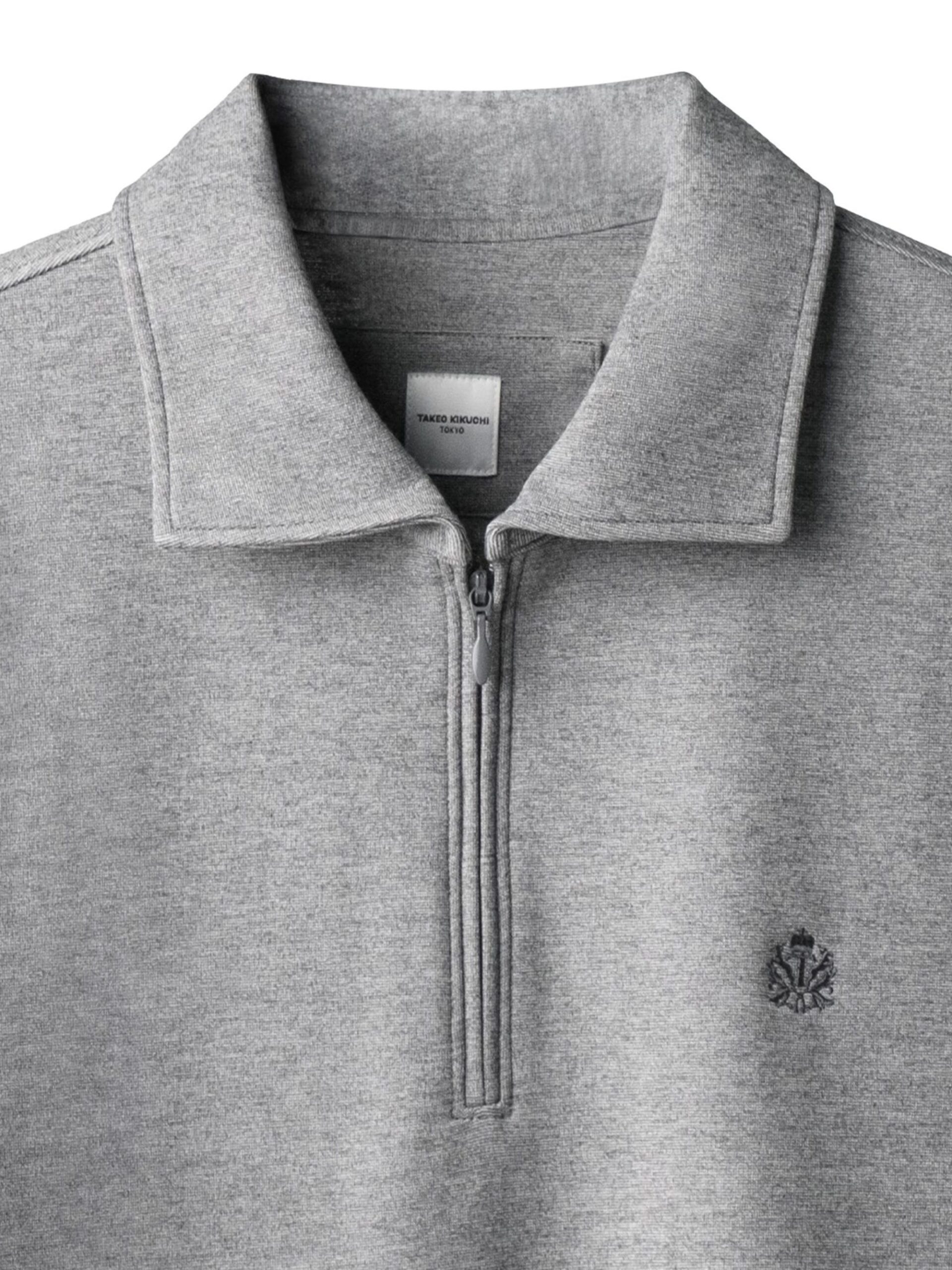 GREY STRETCH PUNCH FABRIC ZIPPER POLO SHIRT (K8138999) (3)