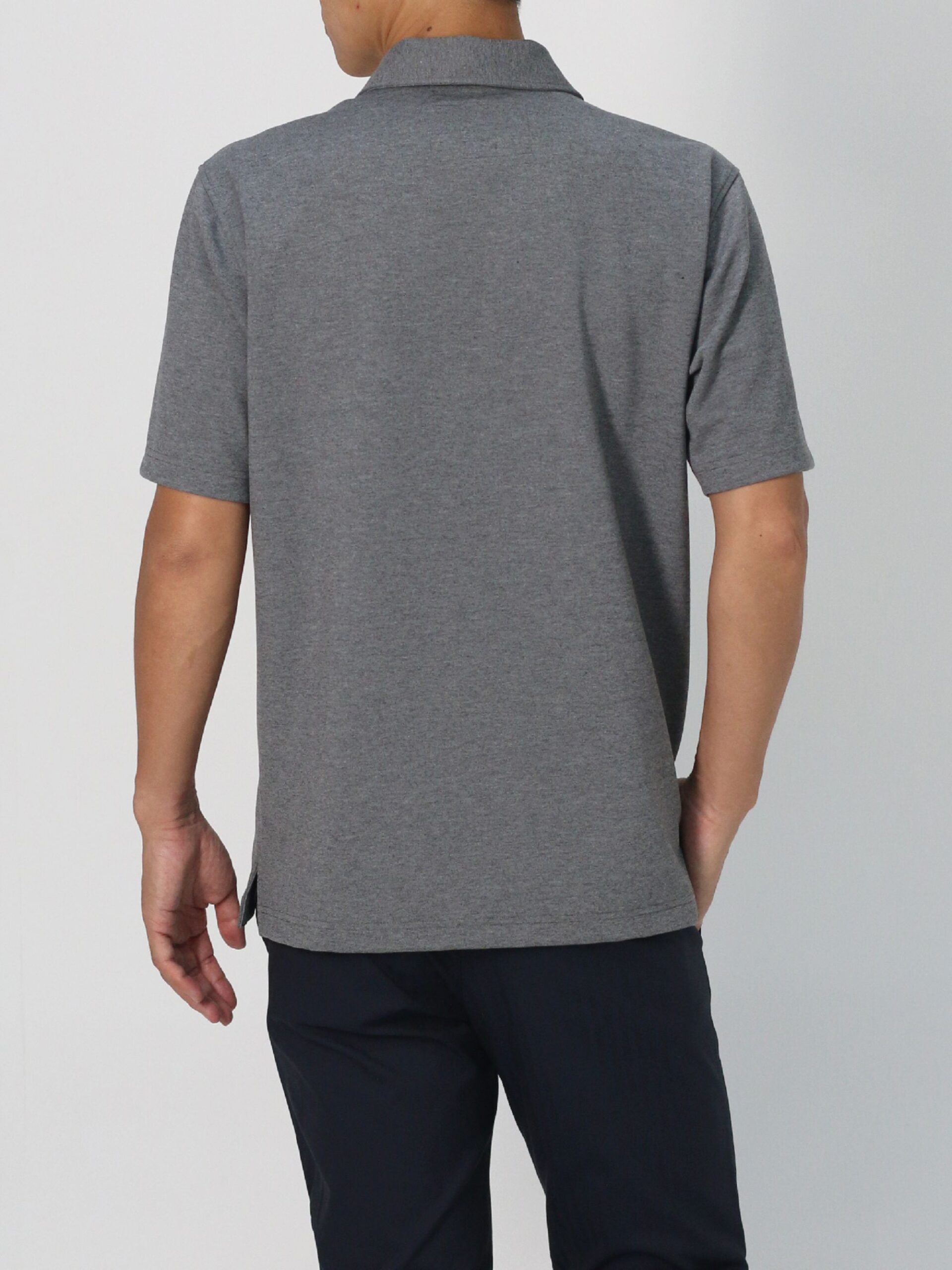 GREY STRETCH PUNCH FABRIC ZIPPER POLO SHIRT (K8138999) (7)