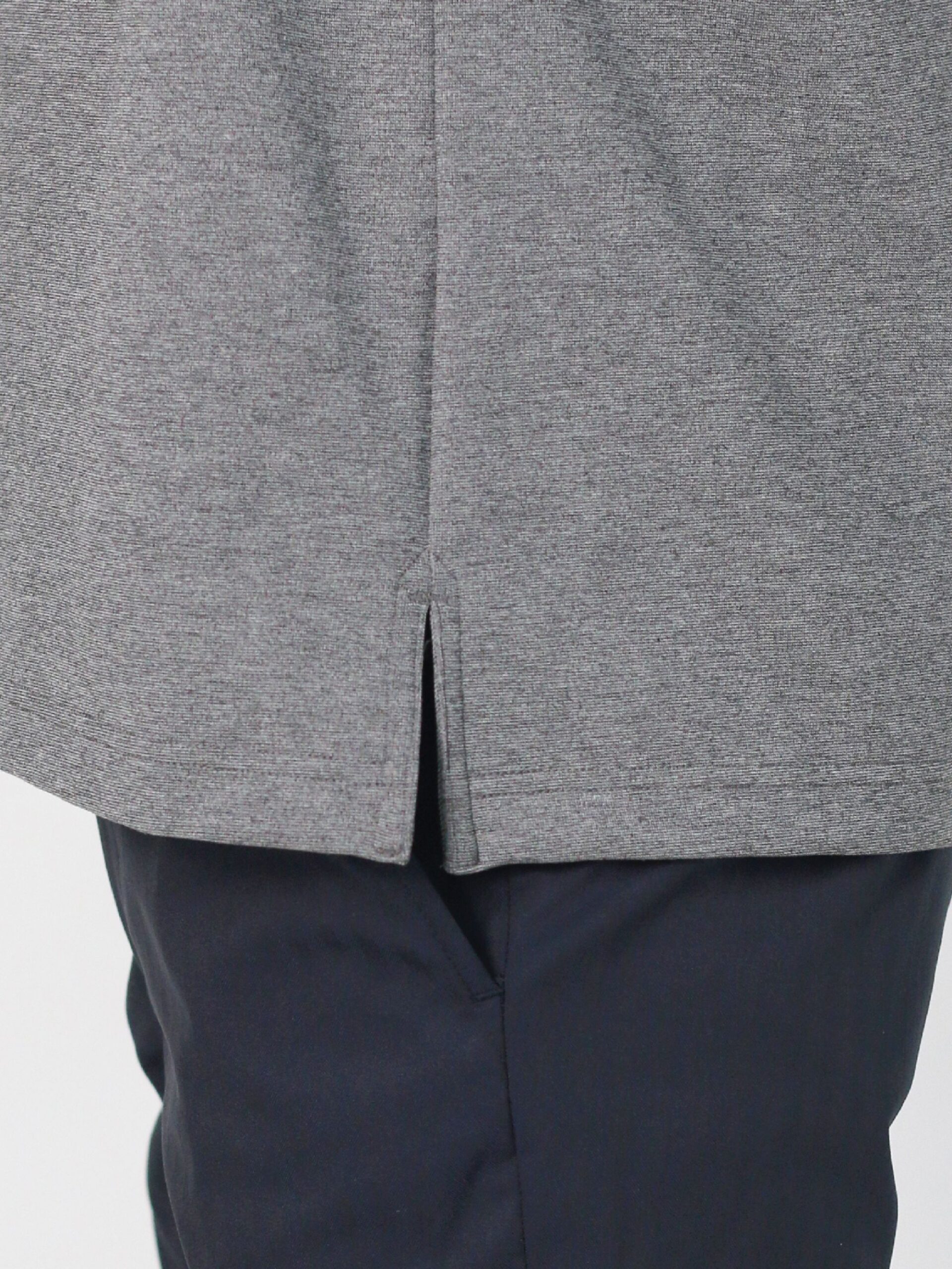 GREY STRETCH PUNCH FABRIC ZIPPER POLO SHIRT (K8138999) (8)