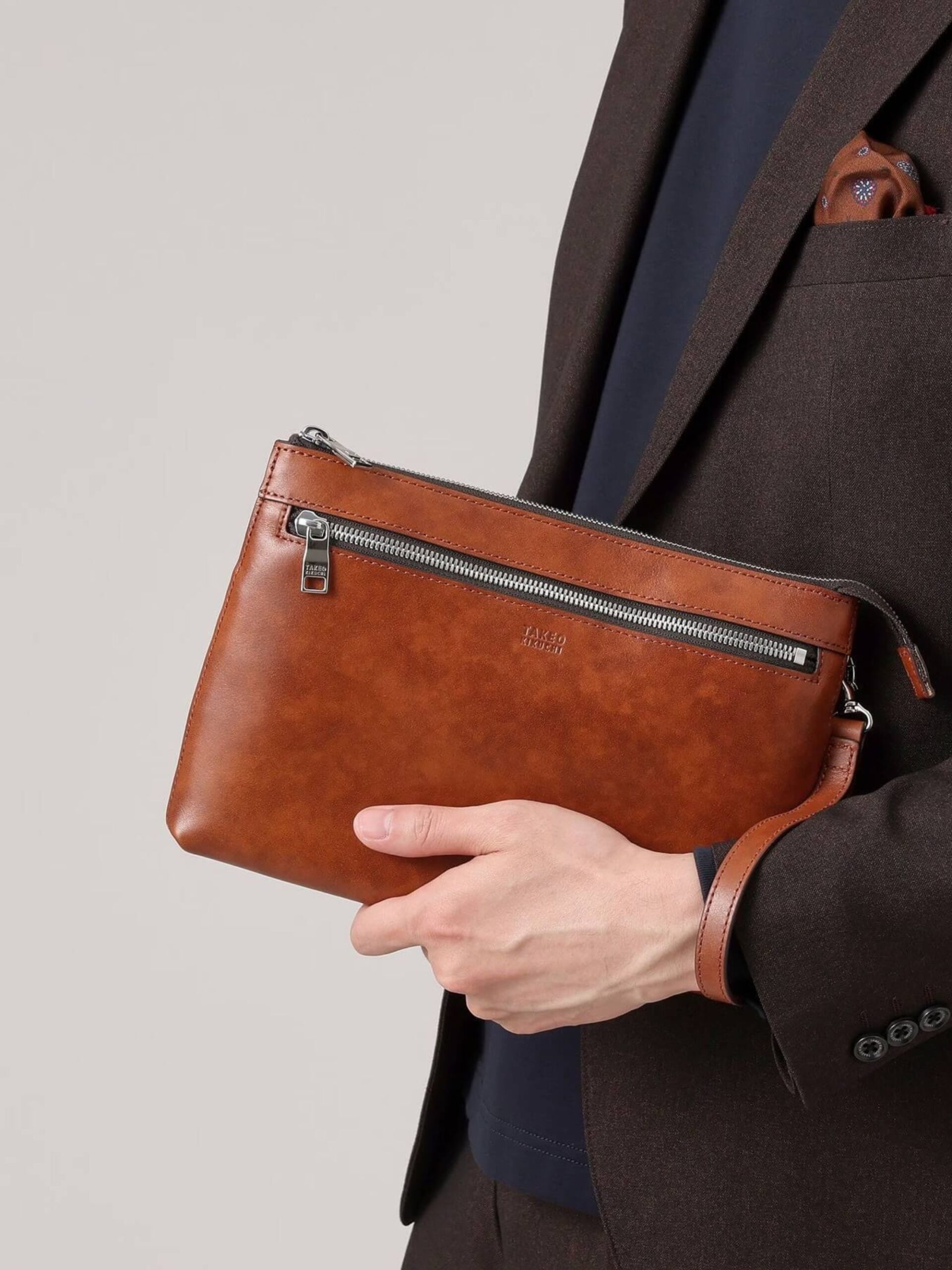 BROWN MARBLE LEATHER 2WAY CLUTCH BAG (07008341) - Image 3