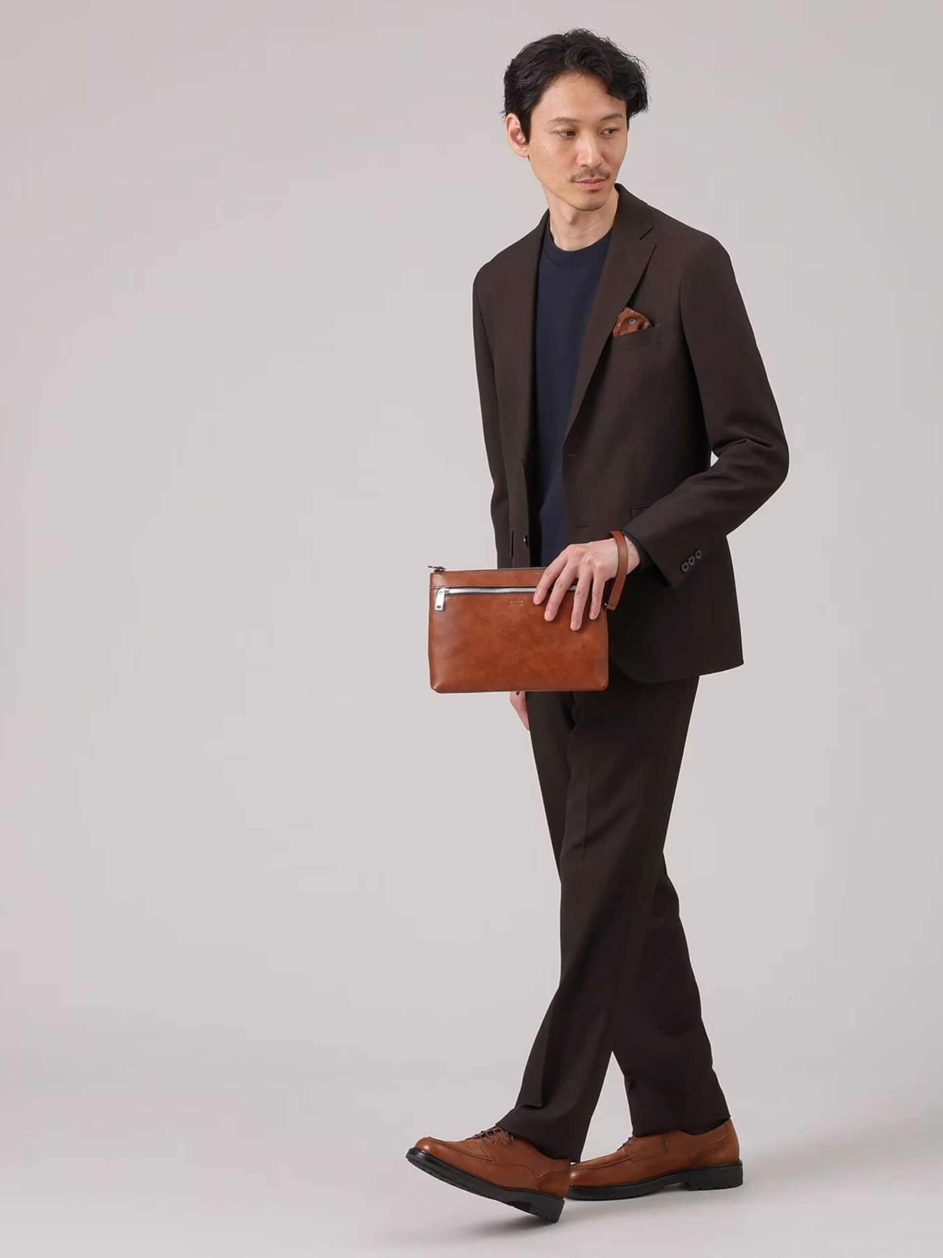 BROWN MARBLE LEATHER 2WAY CLUTCH BAG (07008341) - Image 8