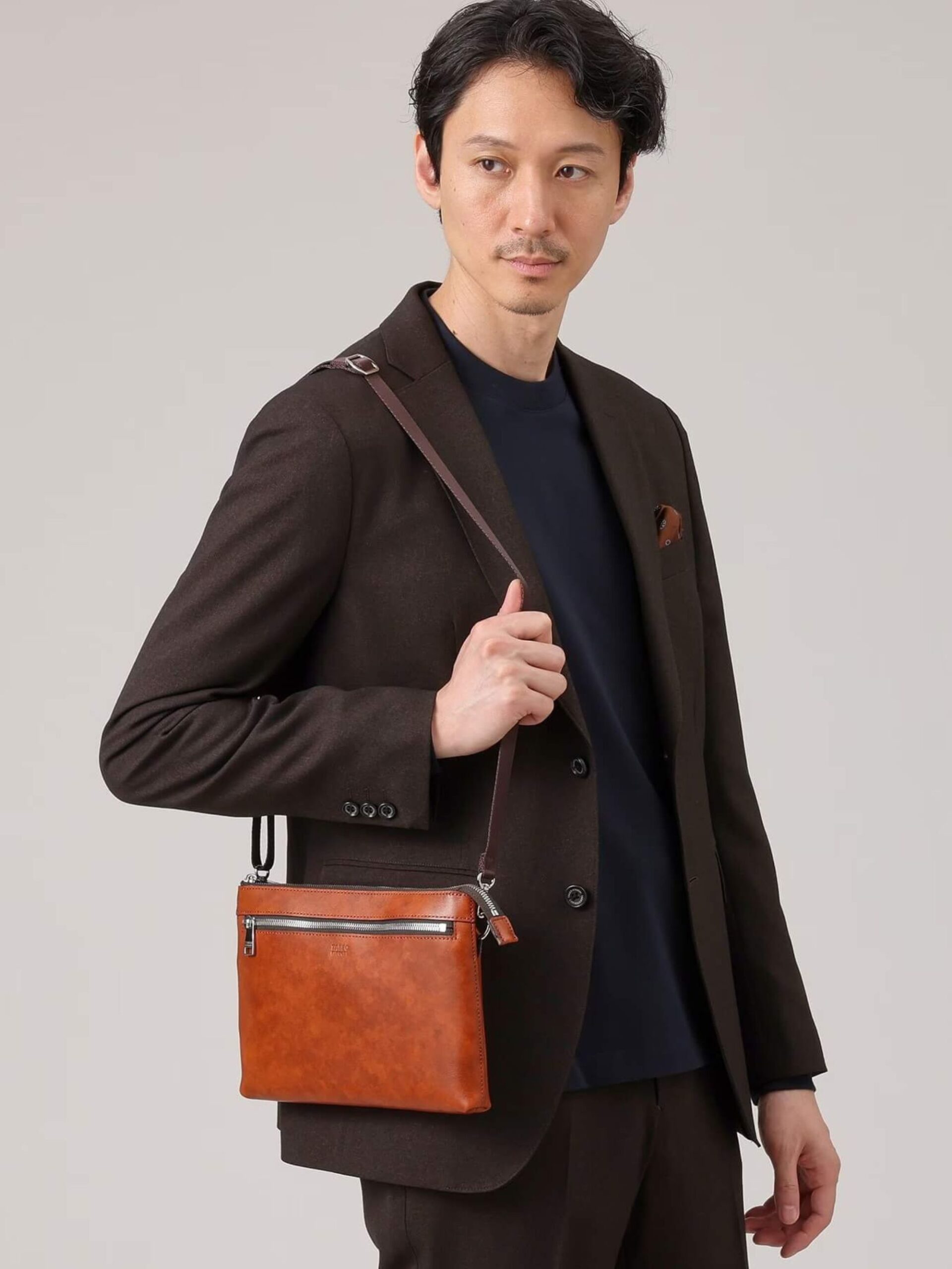 BROWN MARBLE LEATHER 2WAY CLUTCH BAG (07008341) - Image 7