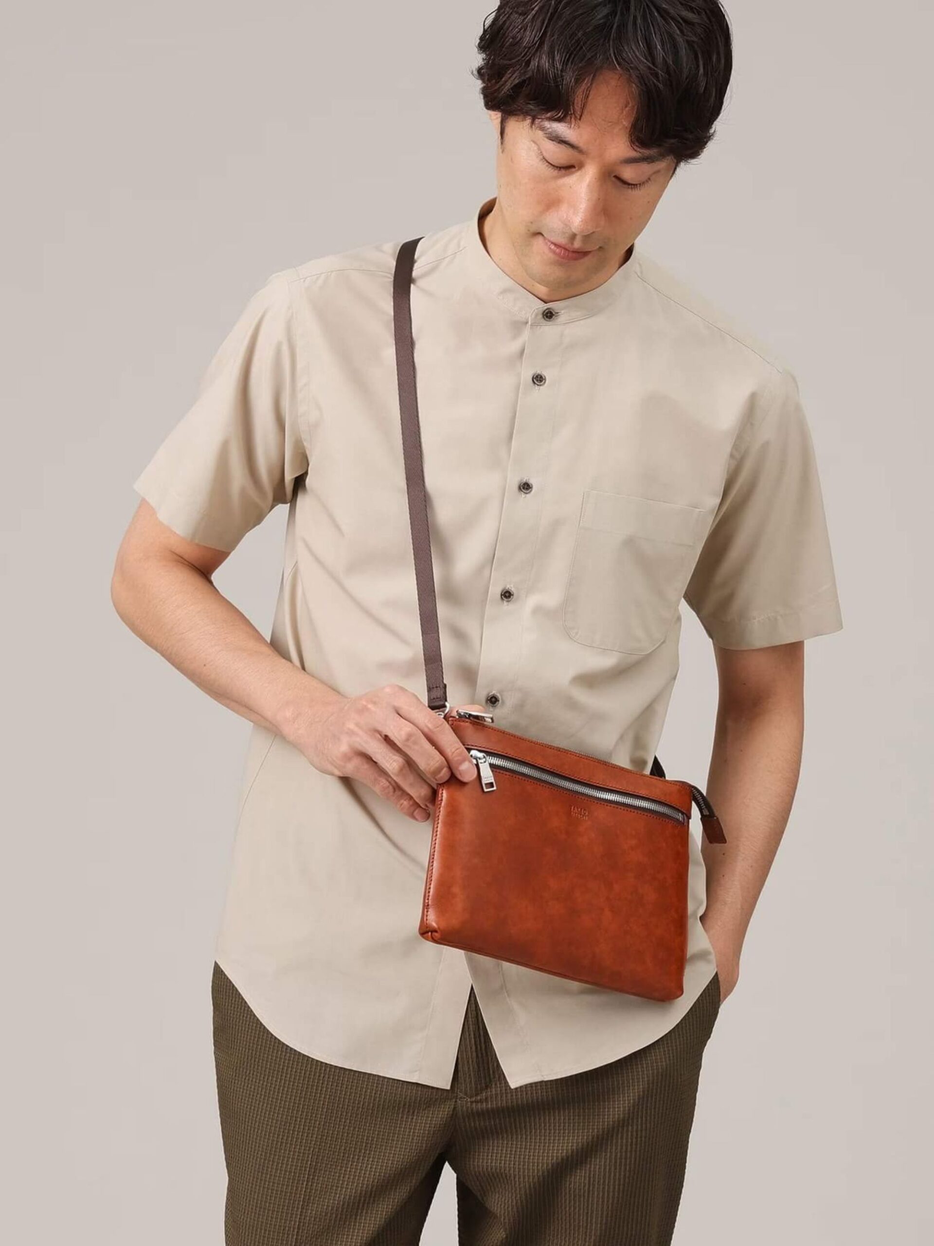 BROWN MARBLE LEATHER 2WAY CLUTCH BAG (07008341) - Image 5