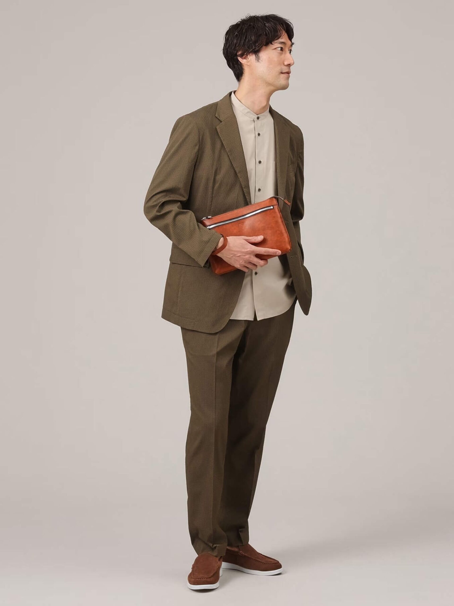 BROWN MARBLE LEATHER 2WAY CLUTCH BAG (07008341) - Image 4