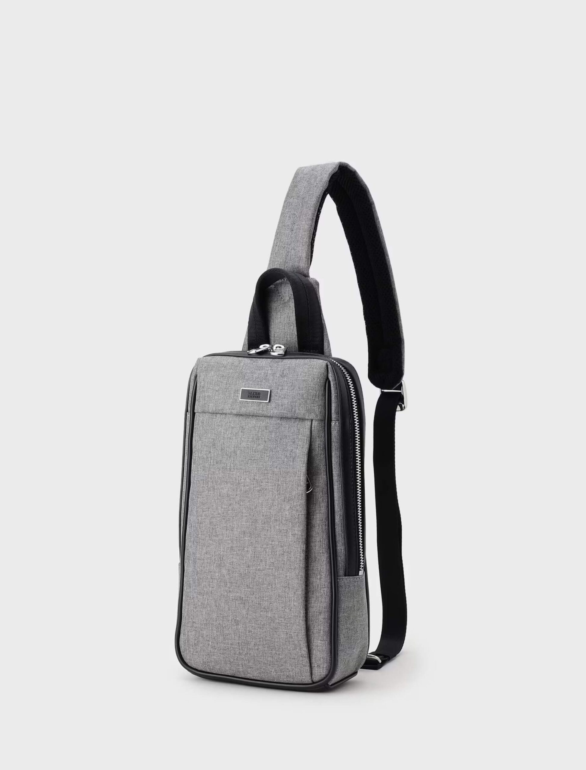 GREY HERRINGBONE ONE-SHOULDER BAG (1)