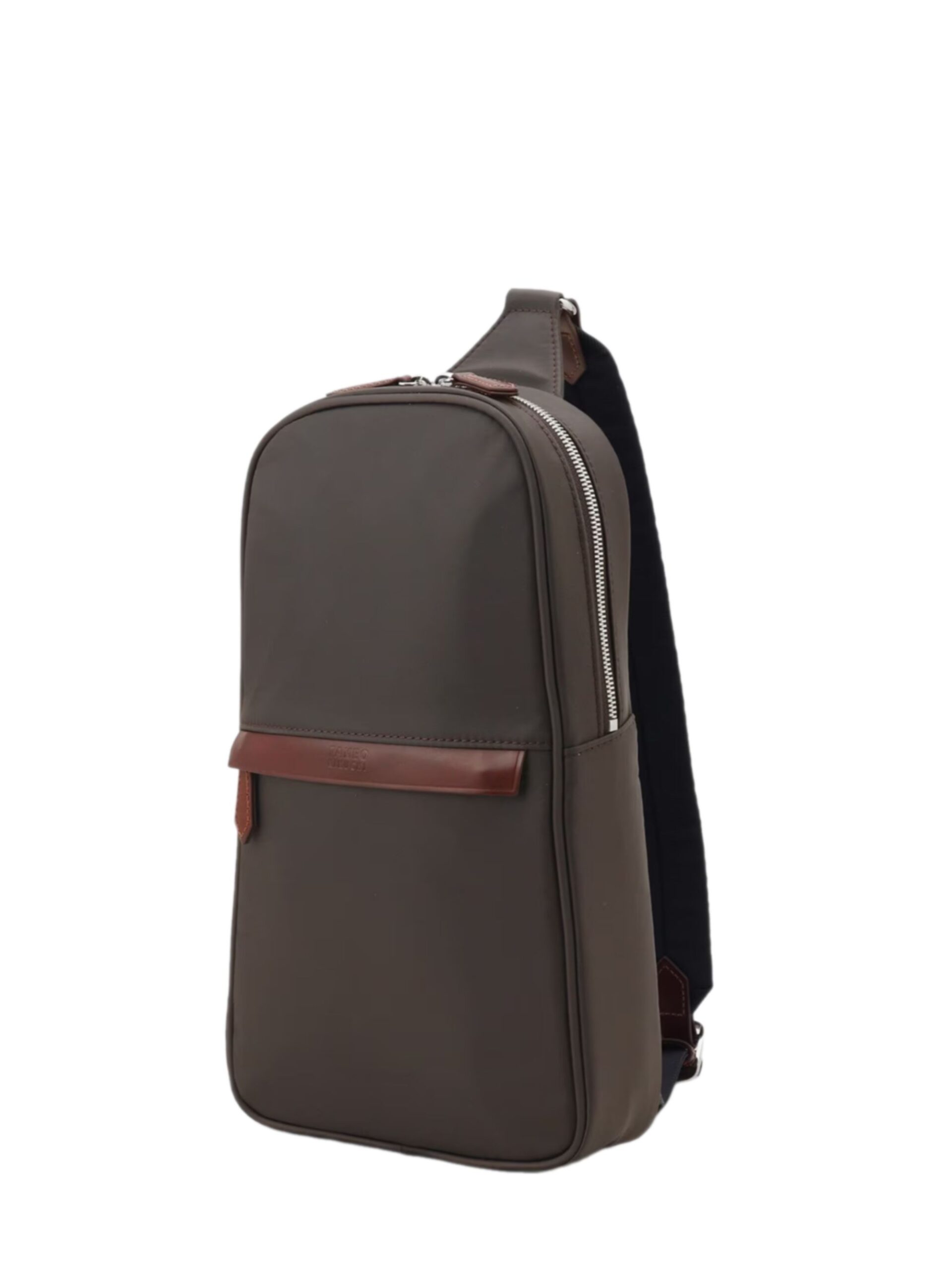 BROWN LEATHER COMBI NYLON ONE-SHOULDER BAG (07009340)