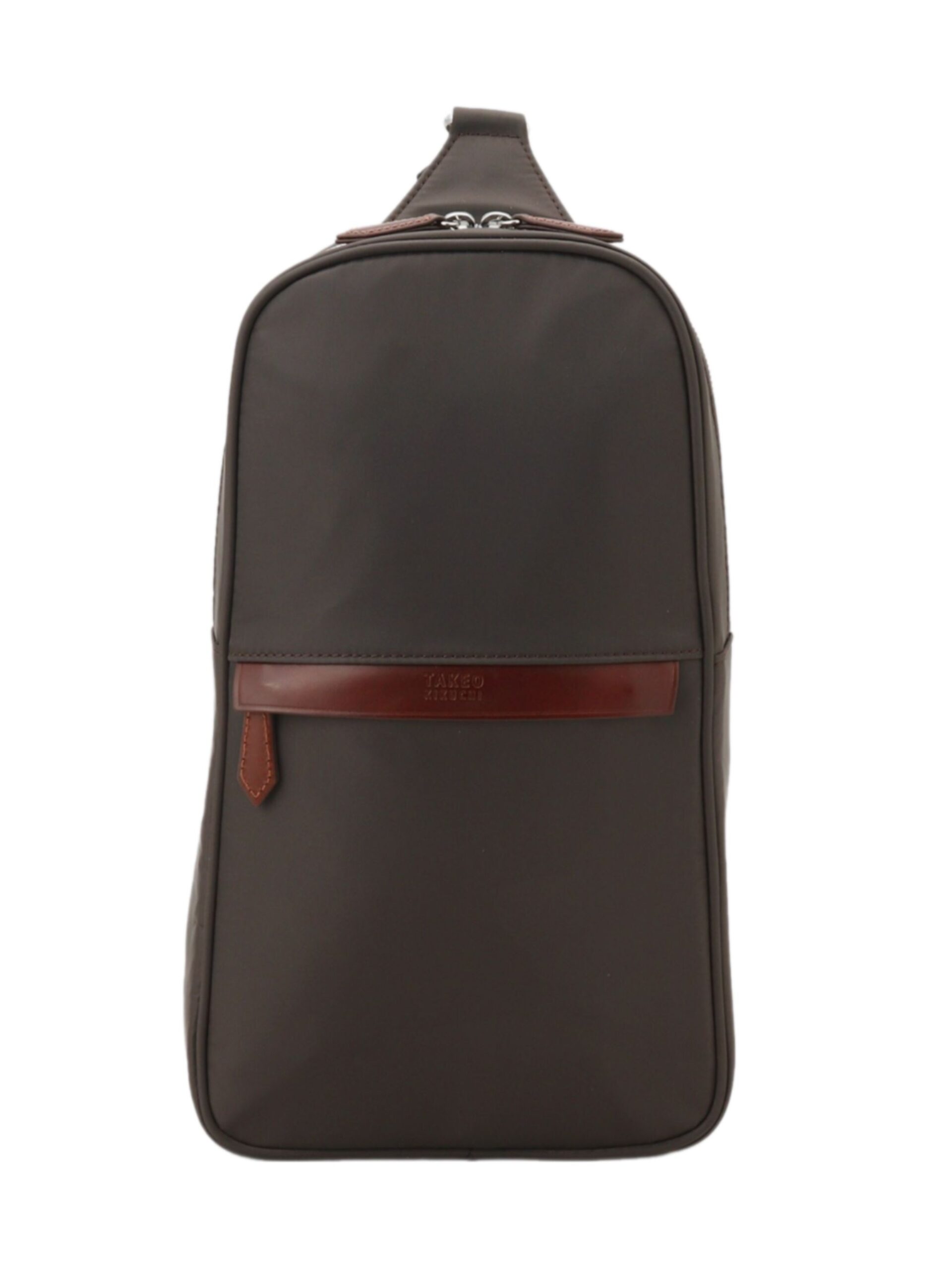 BROWN LEATHER COMBI NYLON ONE-SHOULDER BAG (7009341)