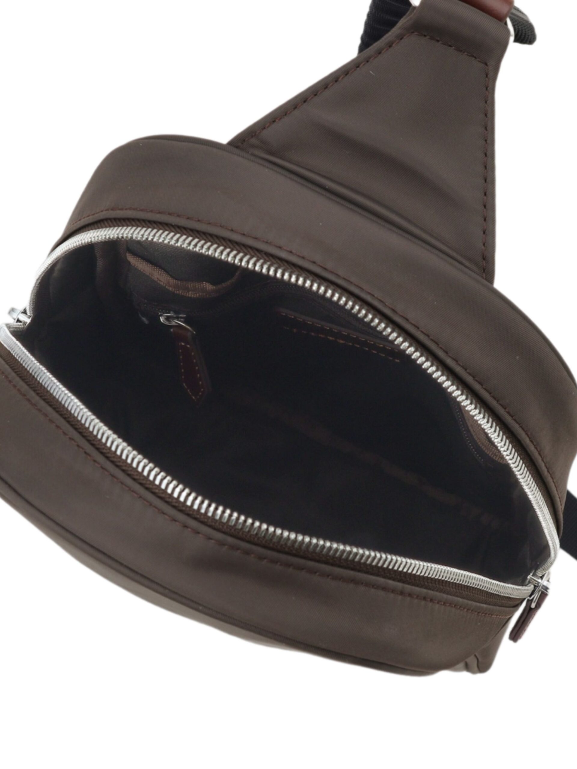 BROWN LEATHER COMBI NYLON ONE-SHOULDER BAG (7009348)