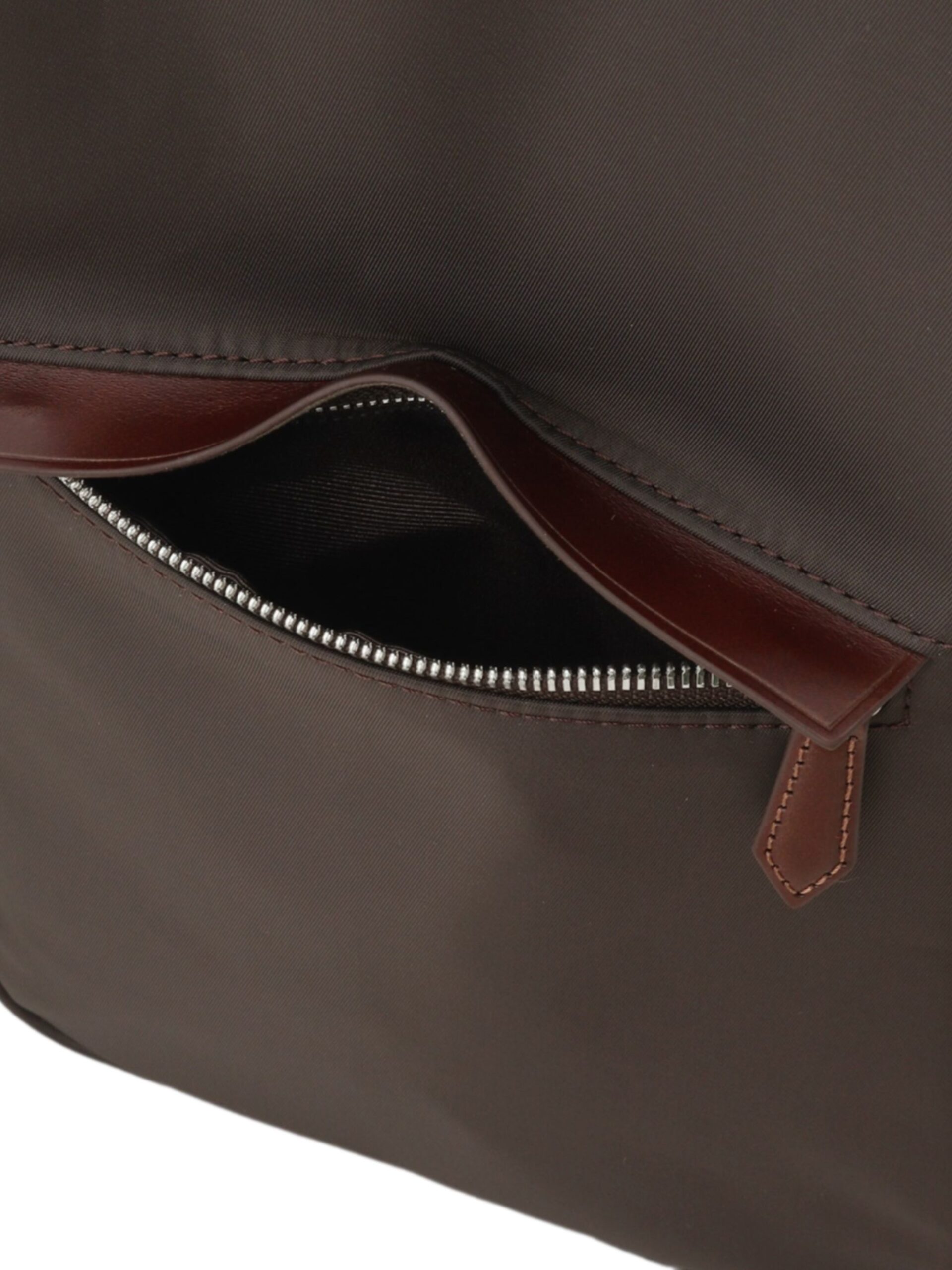 BROWN LEATHER COMBI NYLON ONE-SHOULDER BAG (7009349)