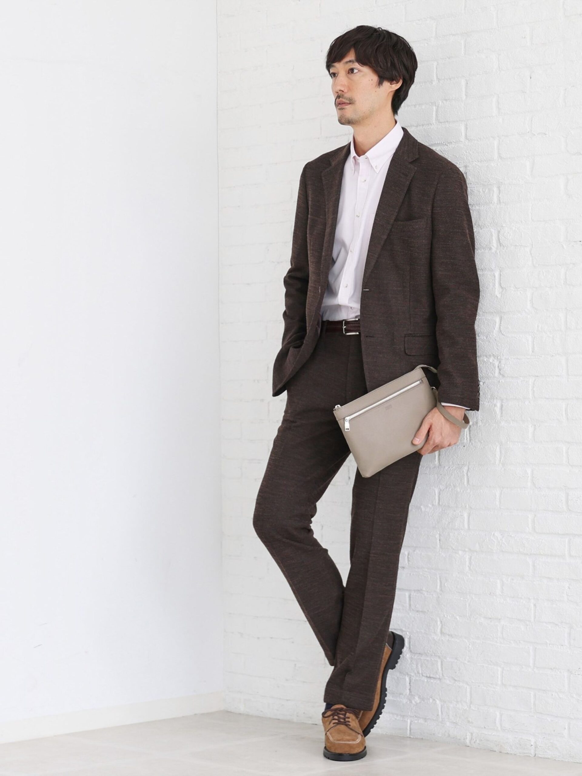 BEIGE LEATHER CLUTCH BAG (7009357)