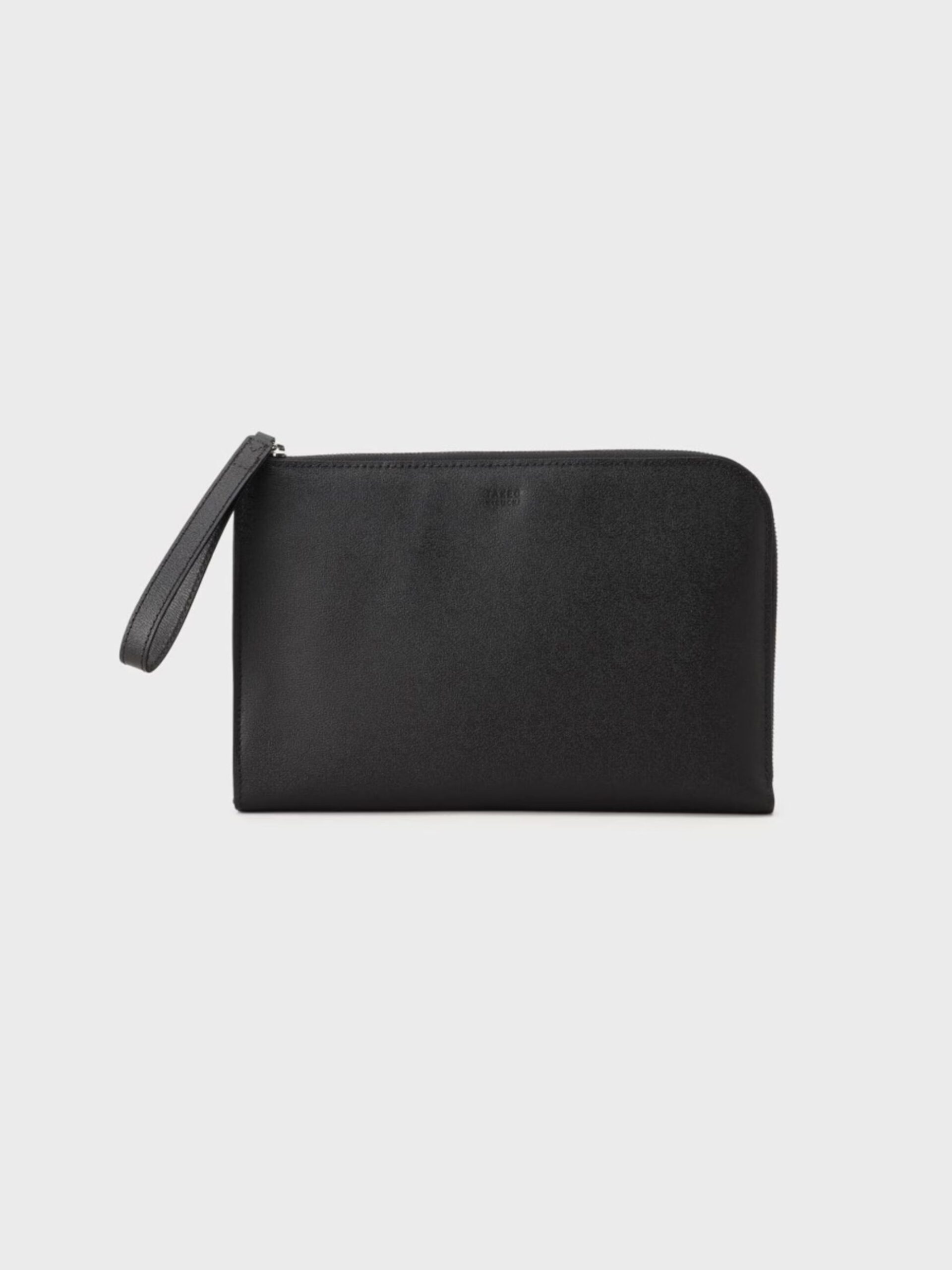 BLACK WIDE OPEN LEATHER CLUTCH BAG (1)