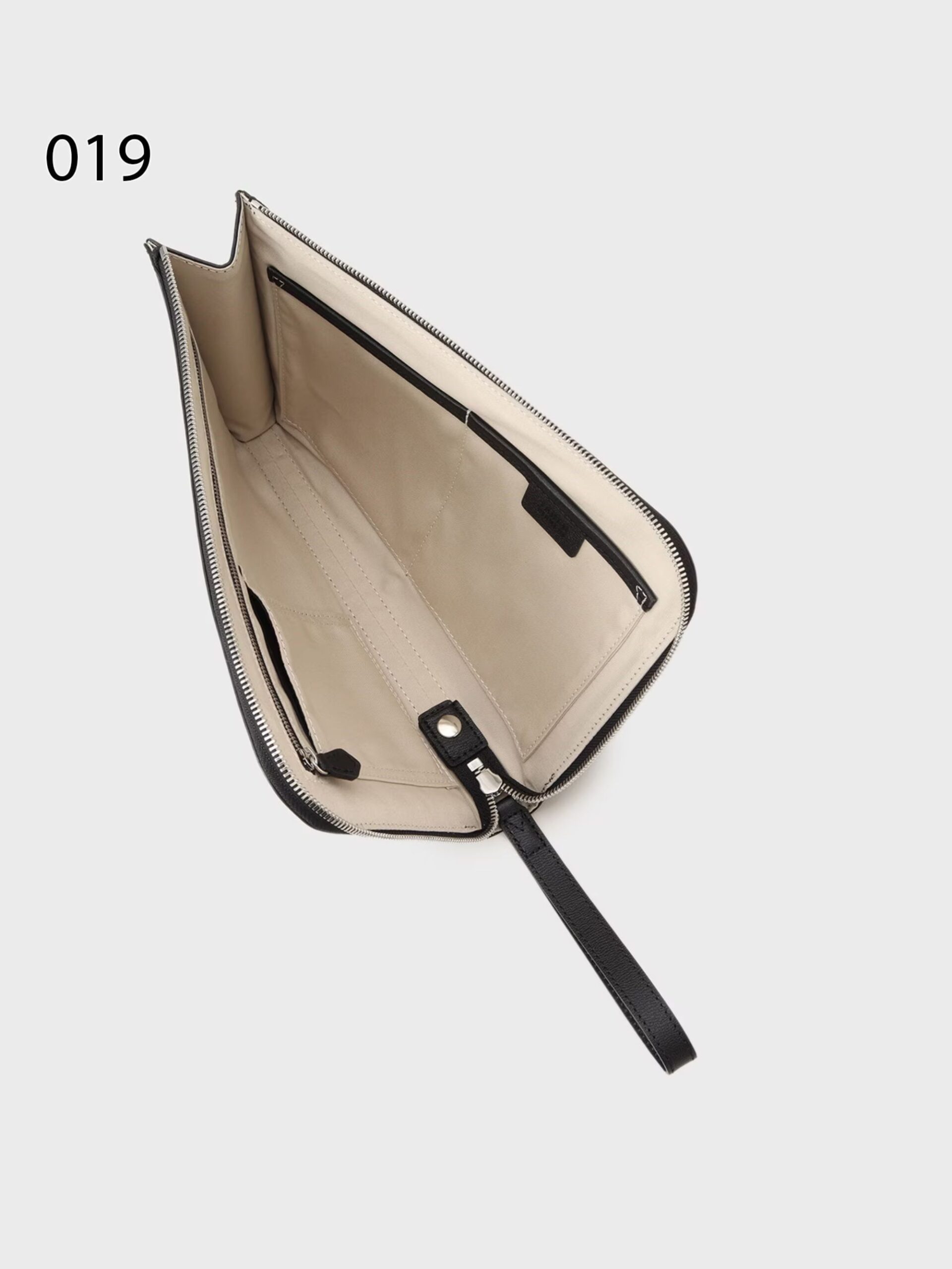 BLACK WIDE OPEN LEATHER CLUTCH BAG (3)