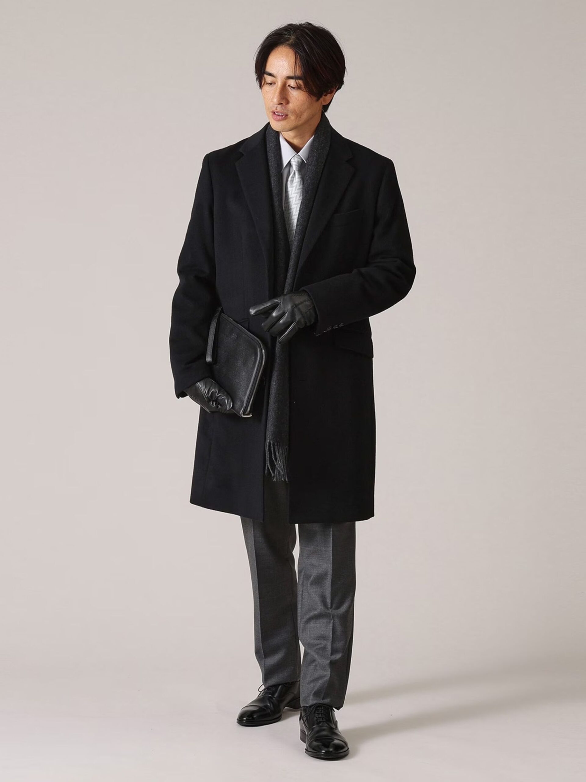 BLACK WIDE OPEN LEATHER CLUTCH BAG (6)