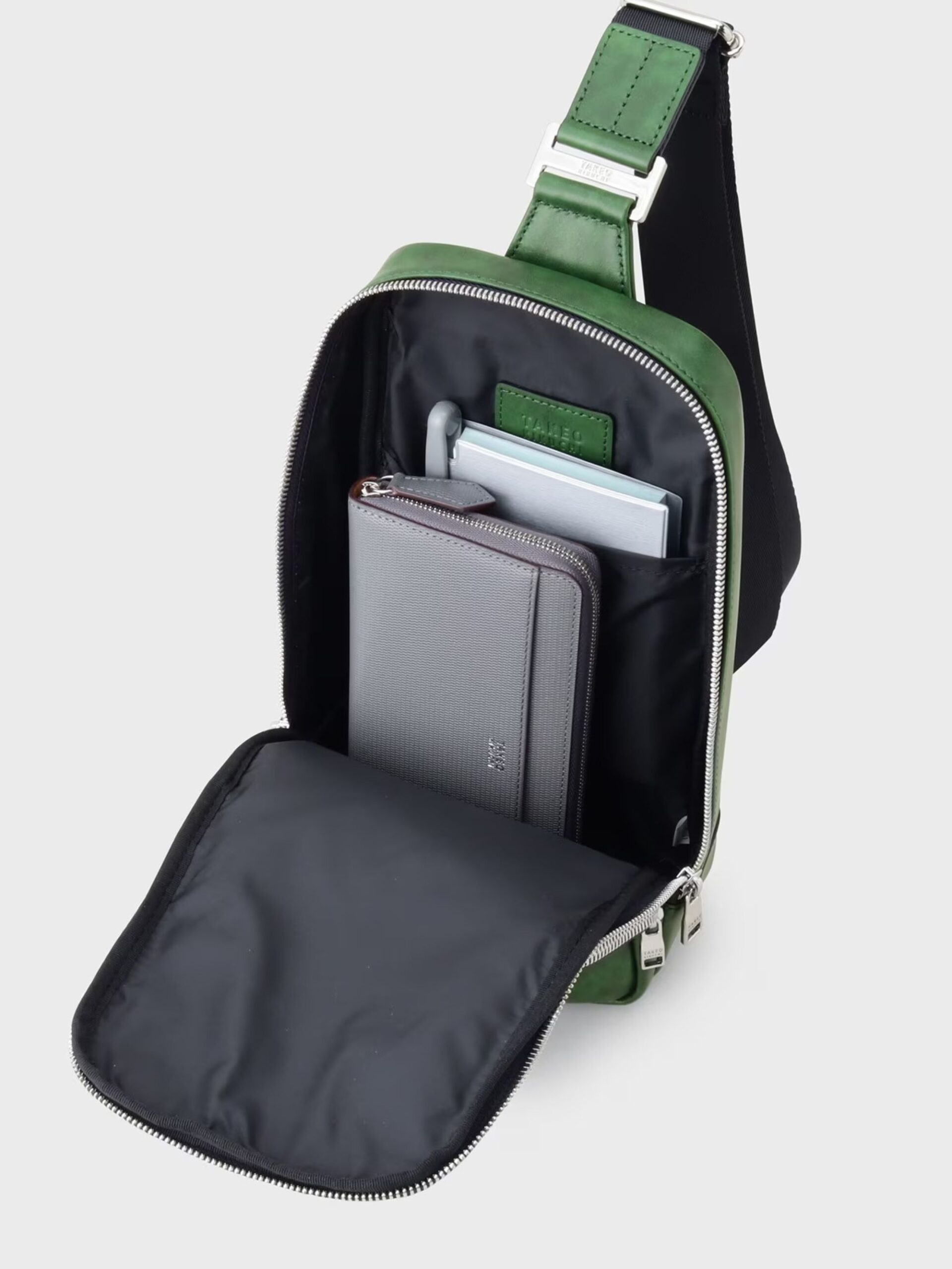 GREEN MARBLE LEATHER ONE-SHOULDER BAG AW (7009368)