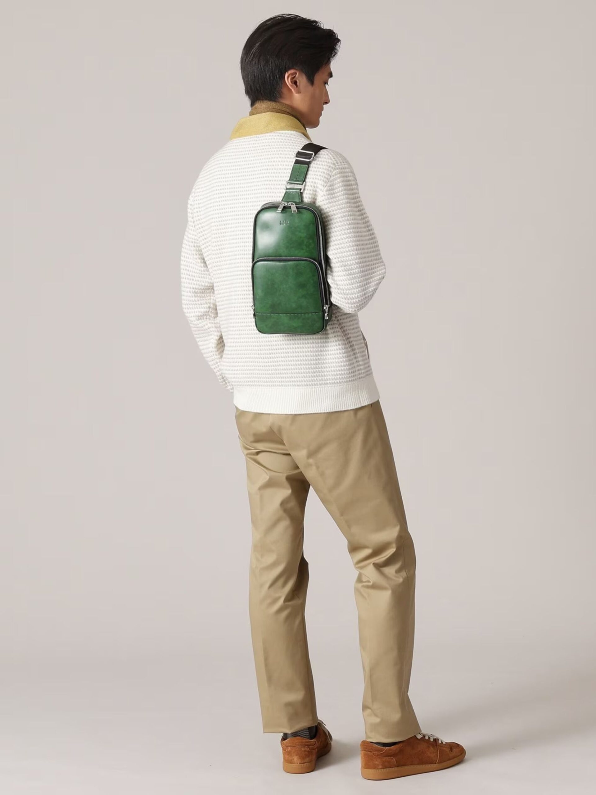 GREEN MARBLE LEATHER ONE-SHOULDER BAG AW (7009371)