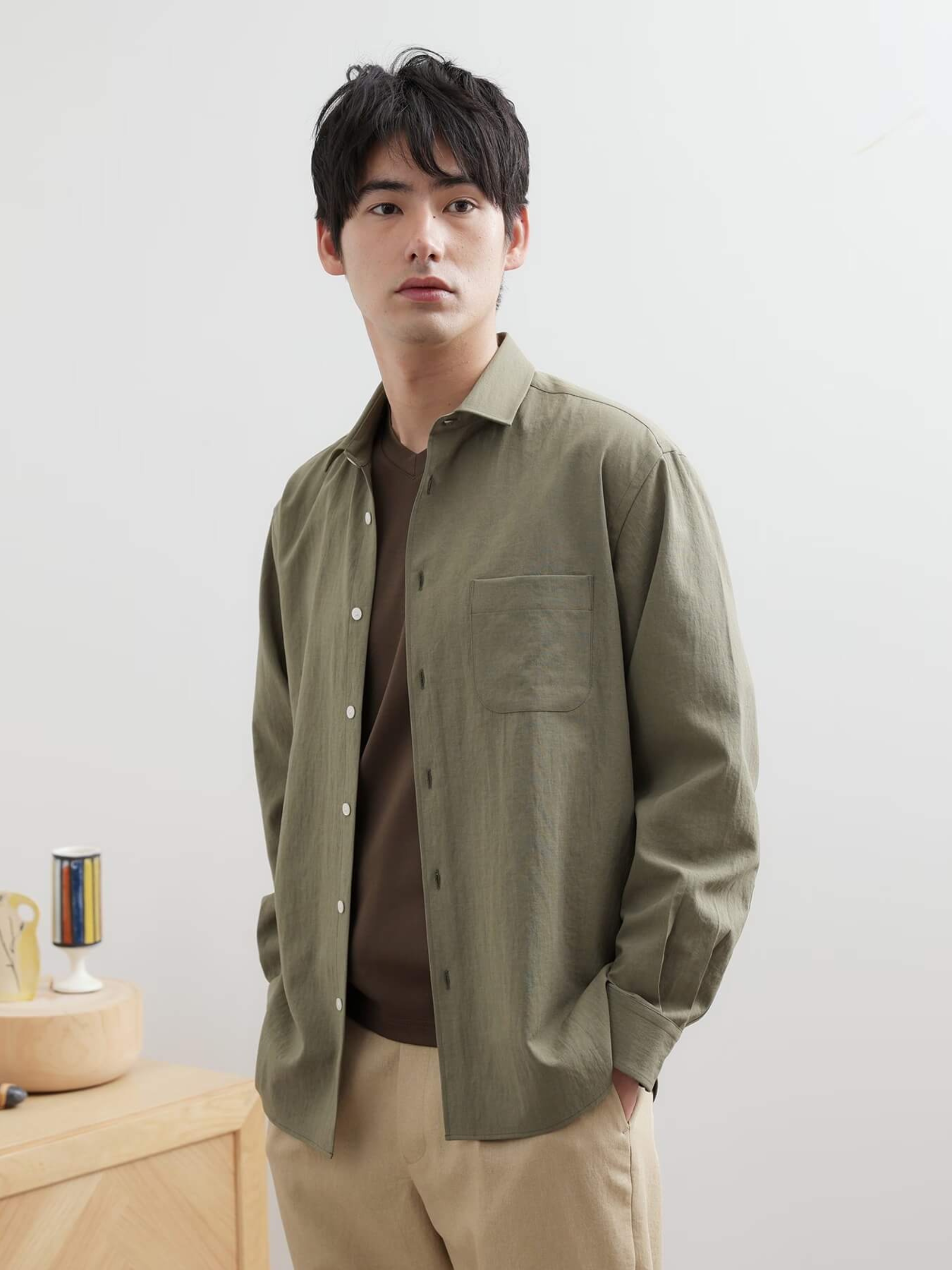 GREEN-MIJ-LINEN-LIKE-MINI-COLLAR-SHIRT-4