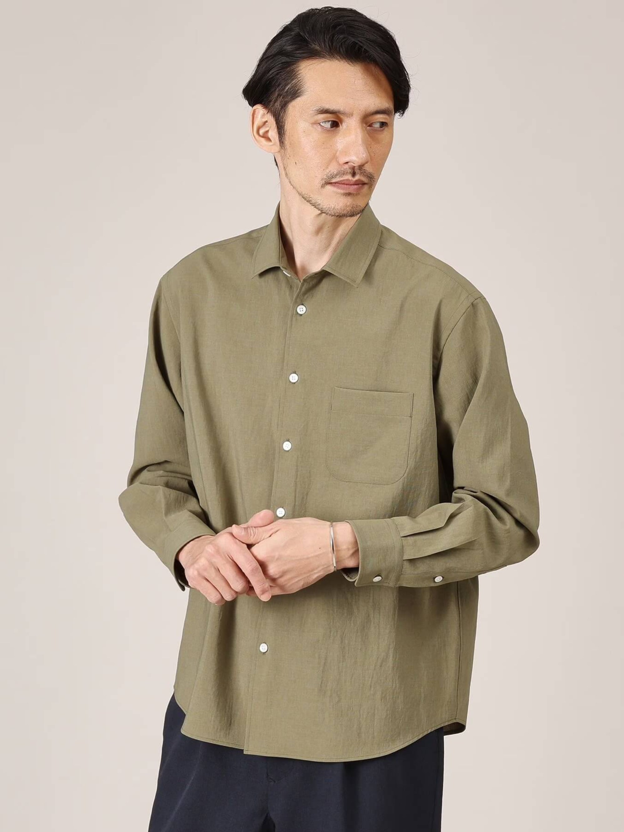 GREEN-MIJ-LINEN-LIKE-MINI-COLLAR-SHIRT-8