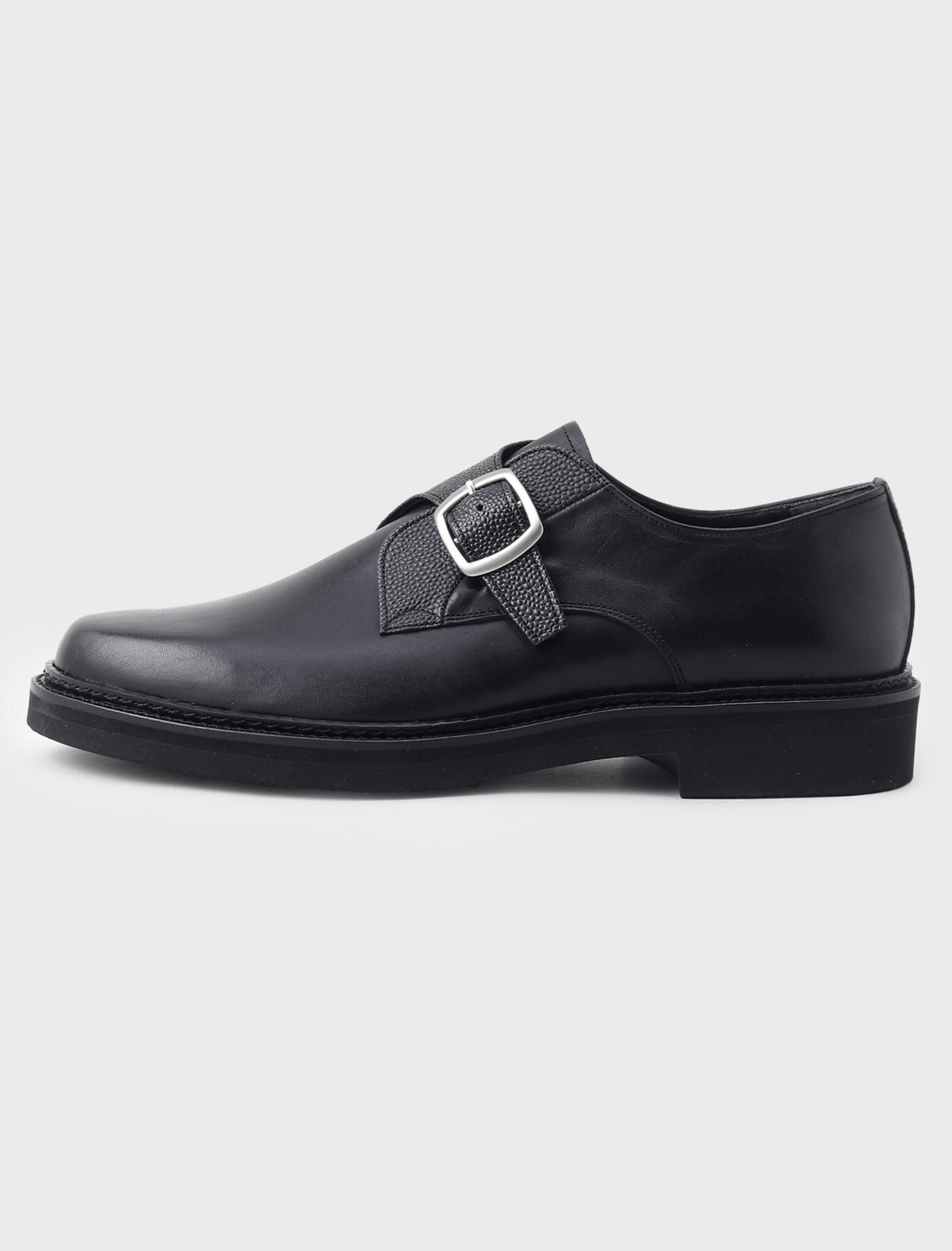 BLACK SINGLE MONK LEATHER SHOES (1)