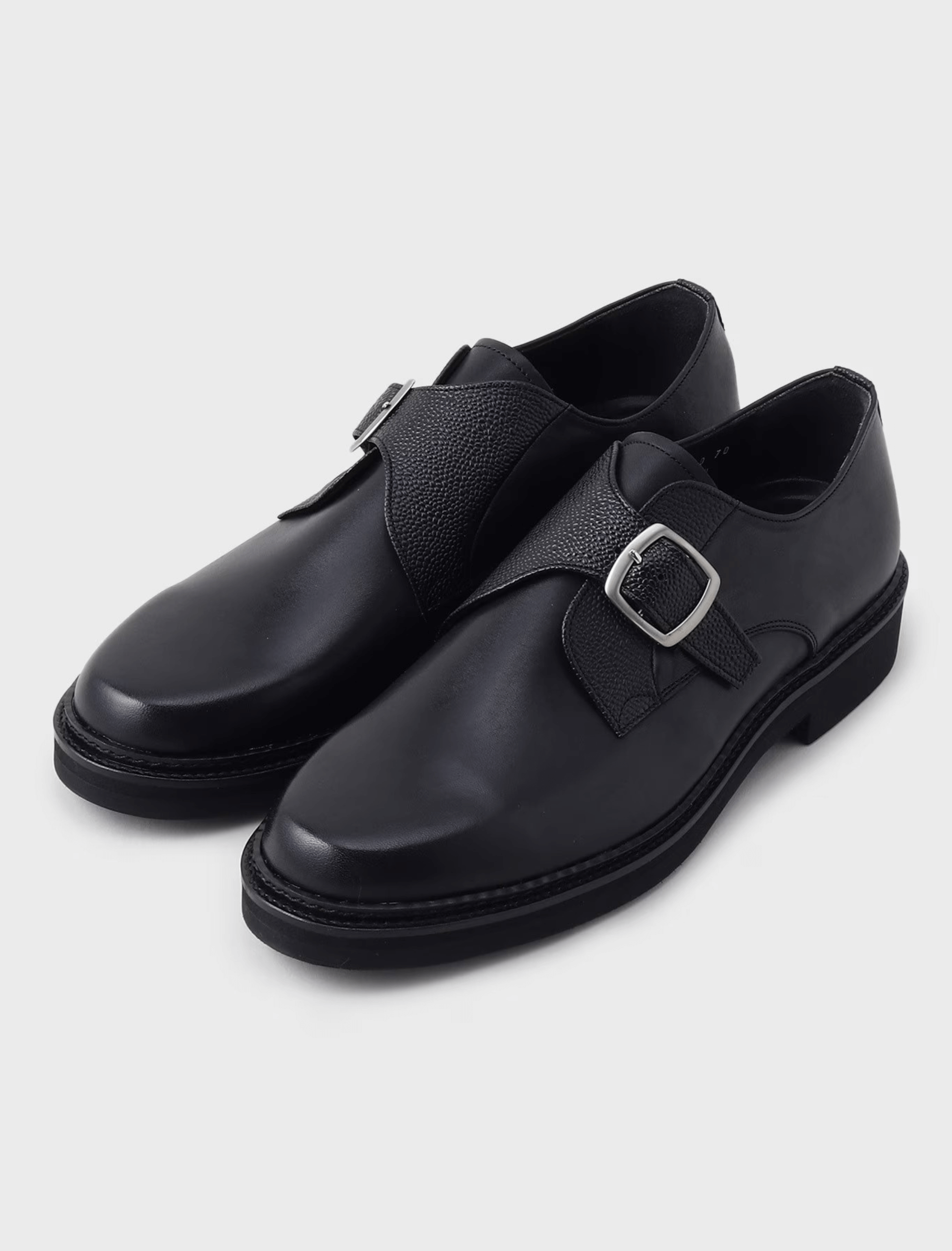 BLACK SINGLE MONK LEATHER SHOES (2)