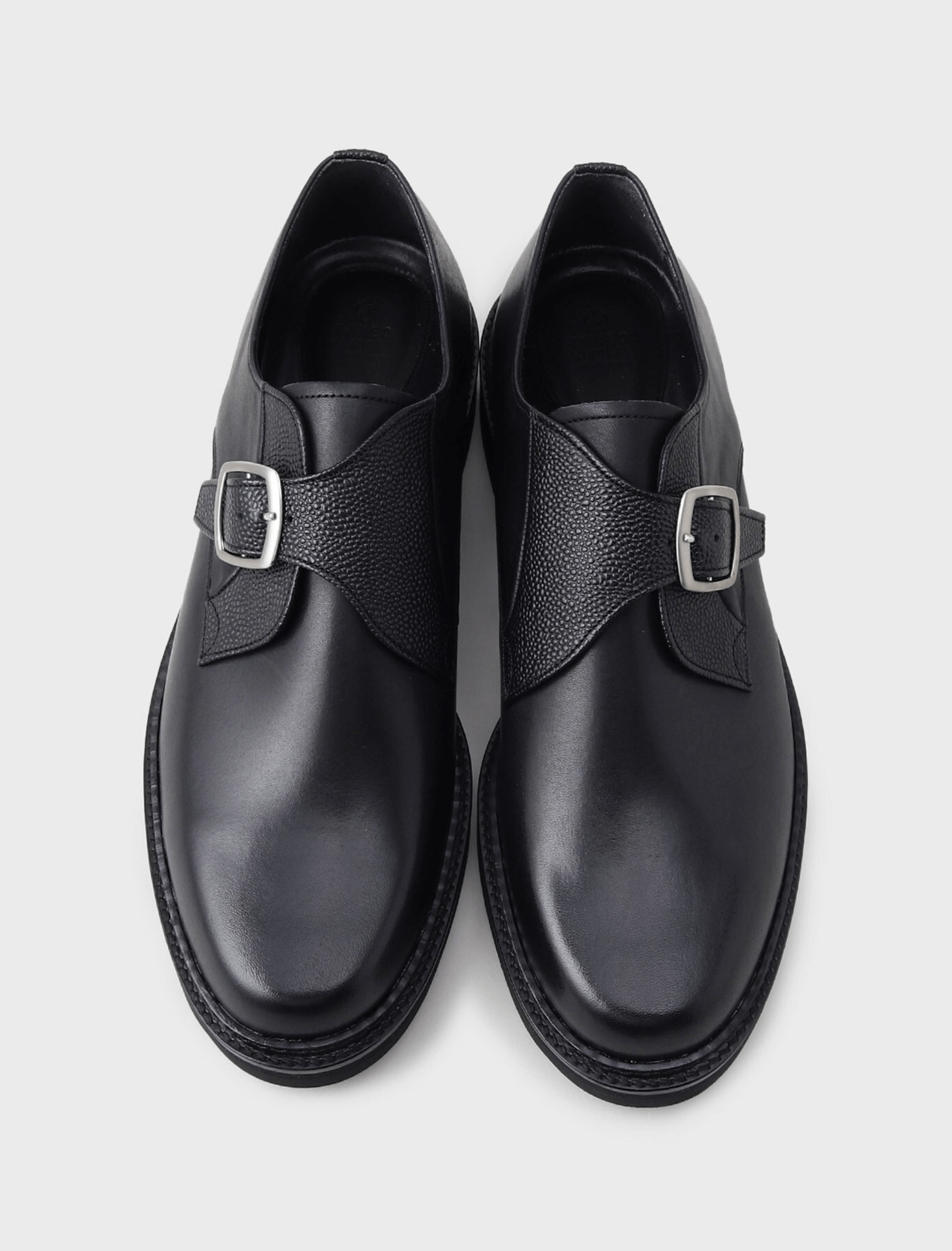 BLACK SINGLE MONK LEATHER SHOES (5)