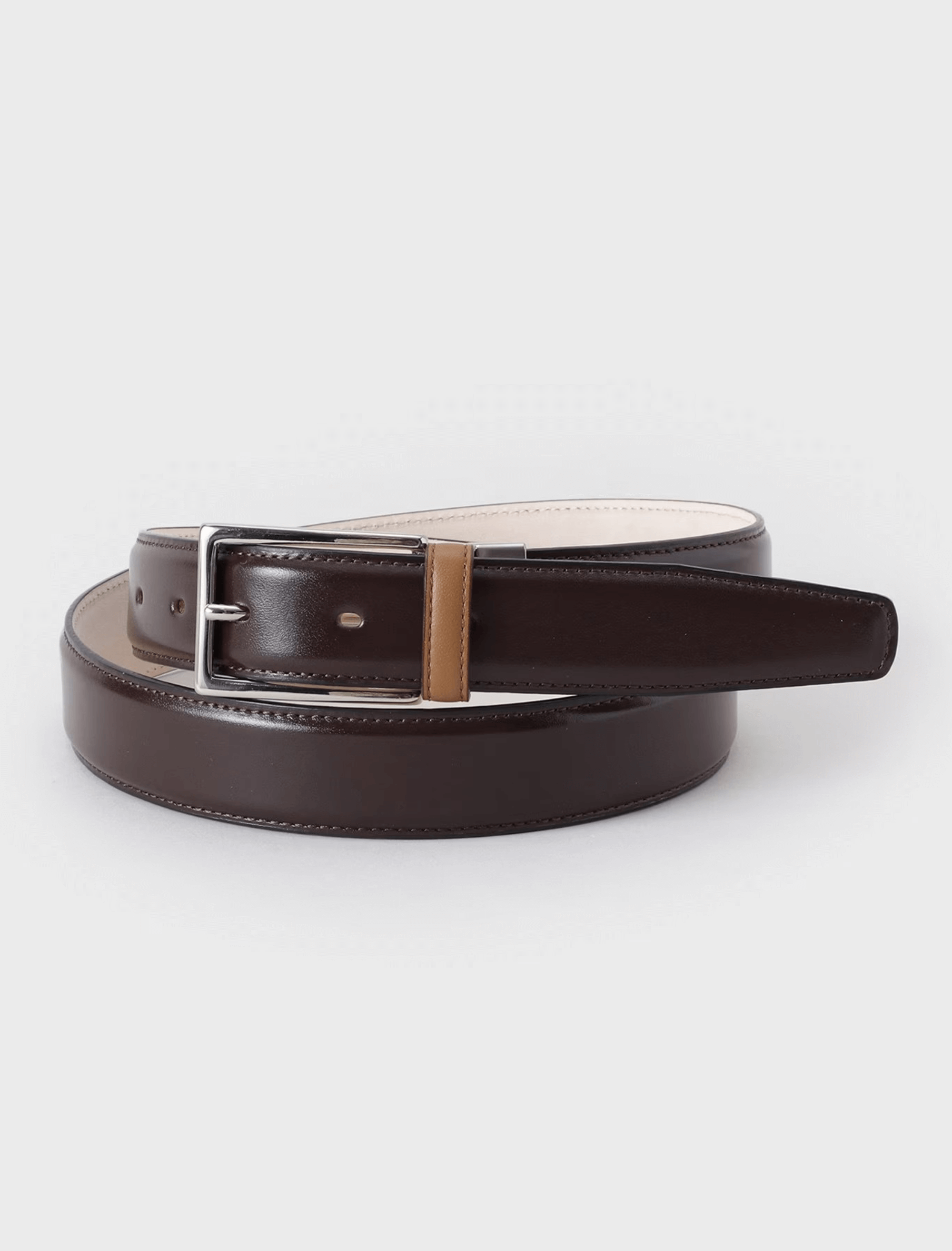 BROWN MIJ 2TONE LEATHER FORMAL BELT (1)