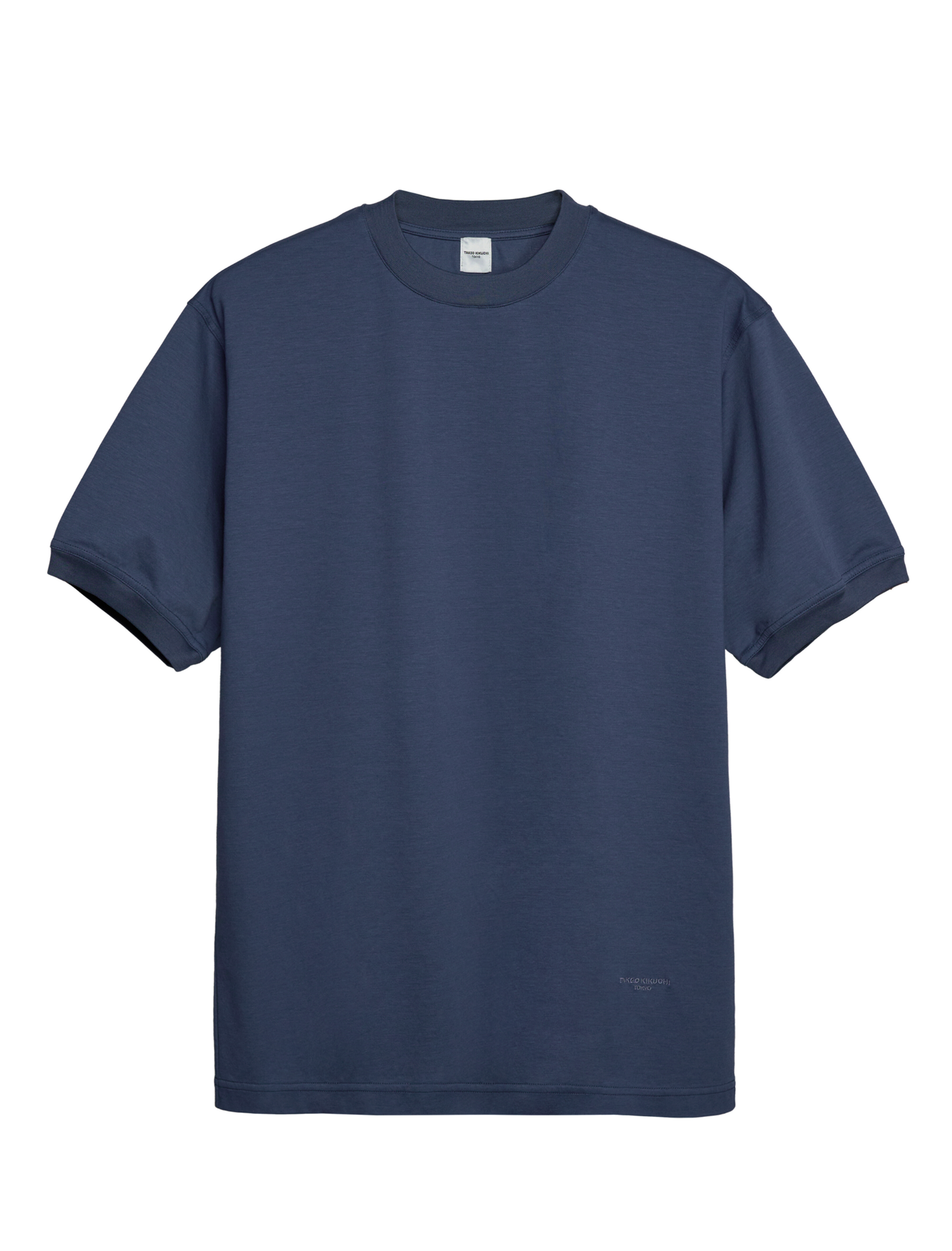 NAVY CUFFED CREW NECK ANTI UV COTTON TSHIRT (1)