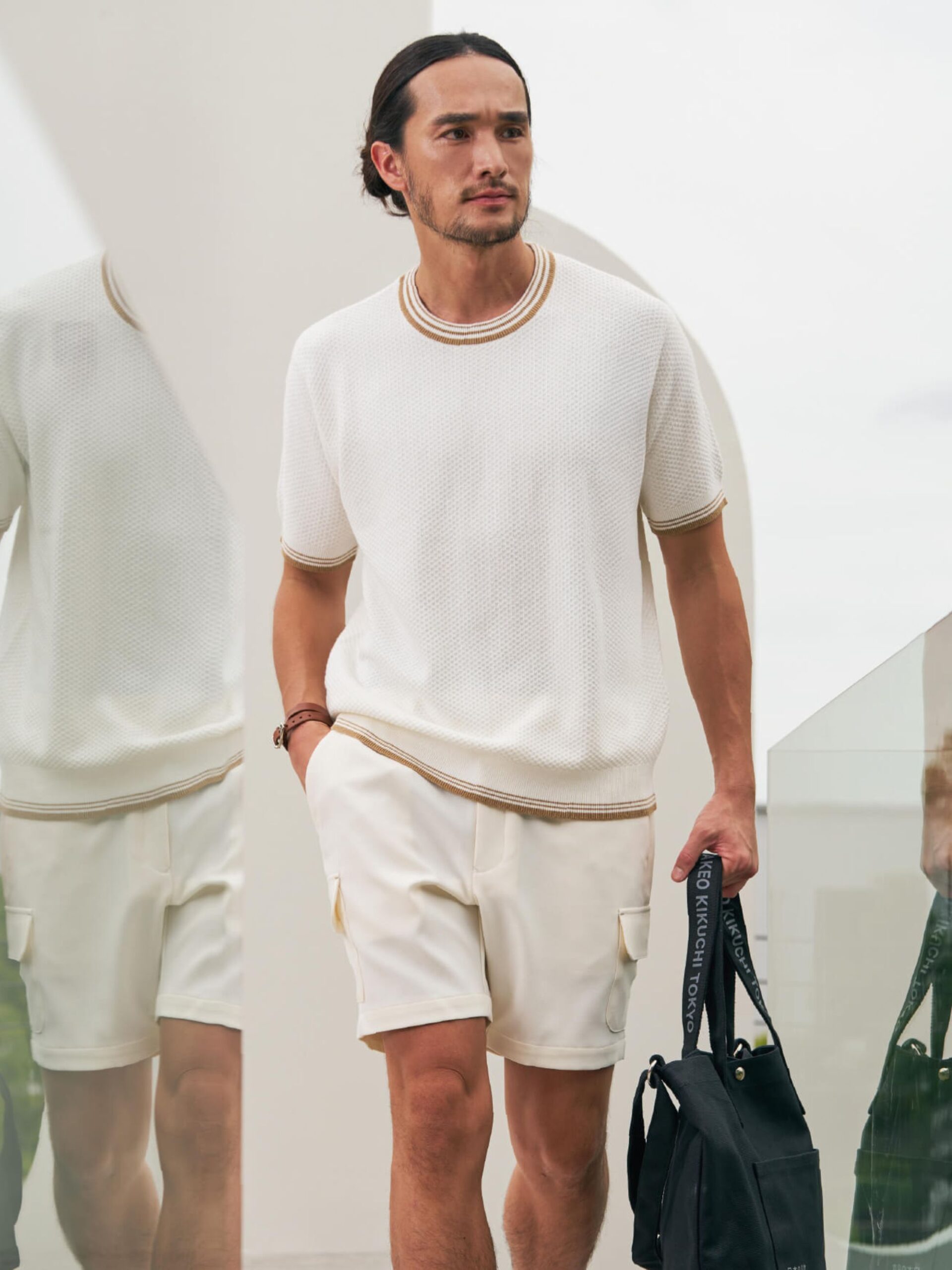 WHITE CREW NECK MOSS STITCH VILOFT PULLOVER (K8112401) (2)