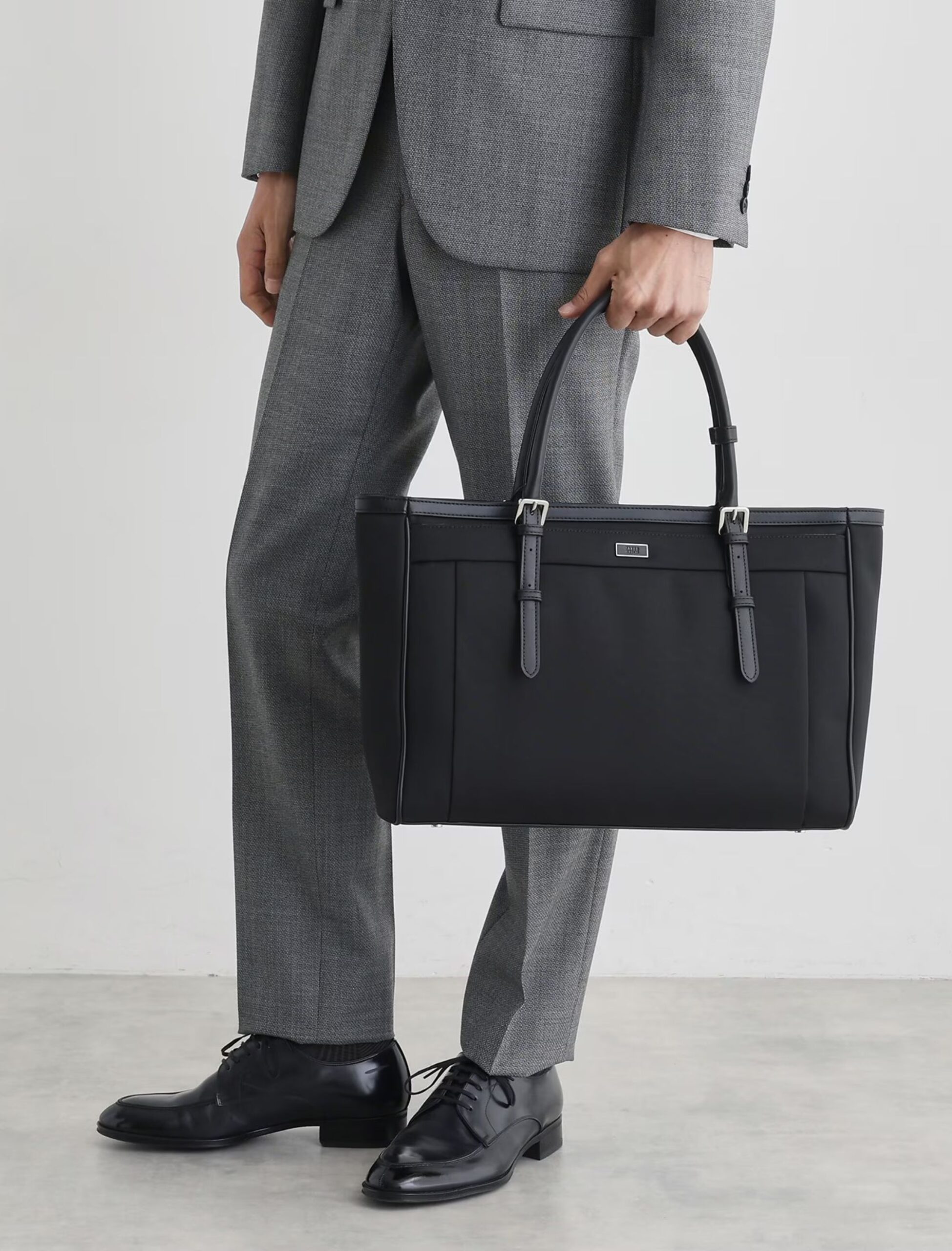 BLACK MELANGE PINHEAD BRIEF TOTE BAG (3)