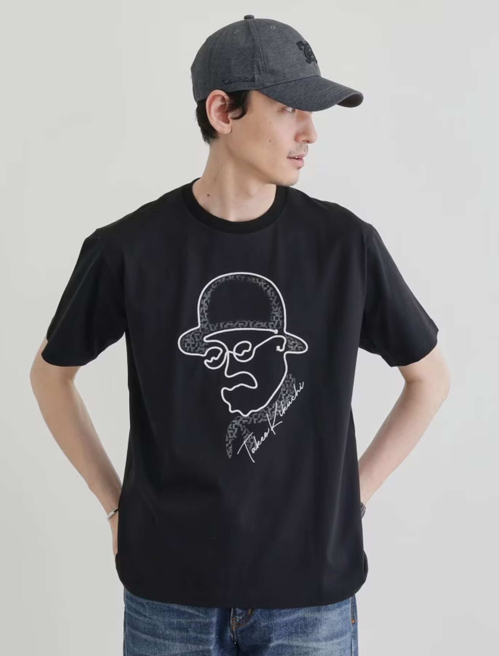 BLACK MIJ ROPE EMBROIDERY FACE TSHIRT (1)