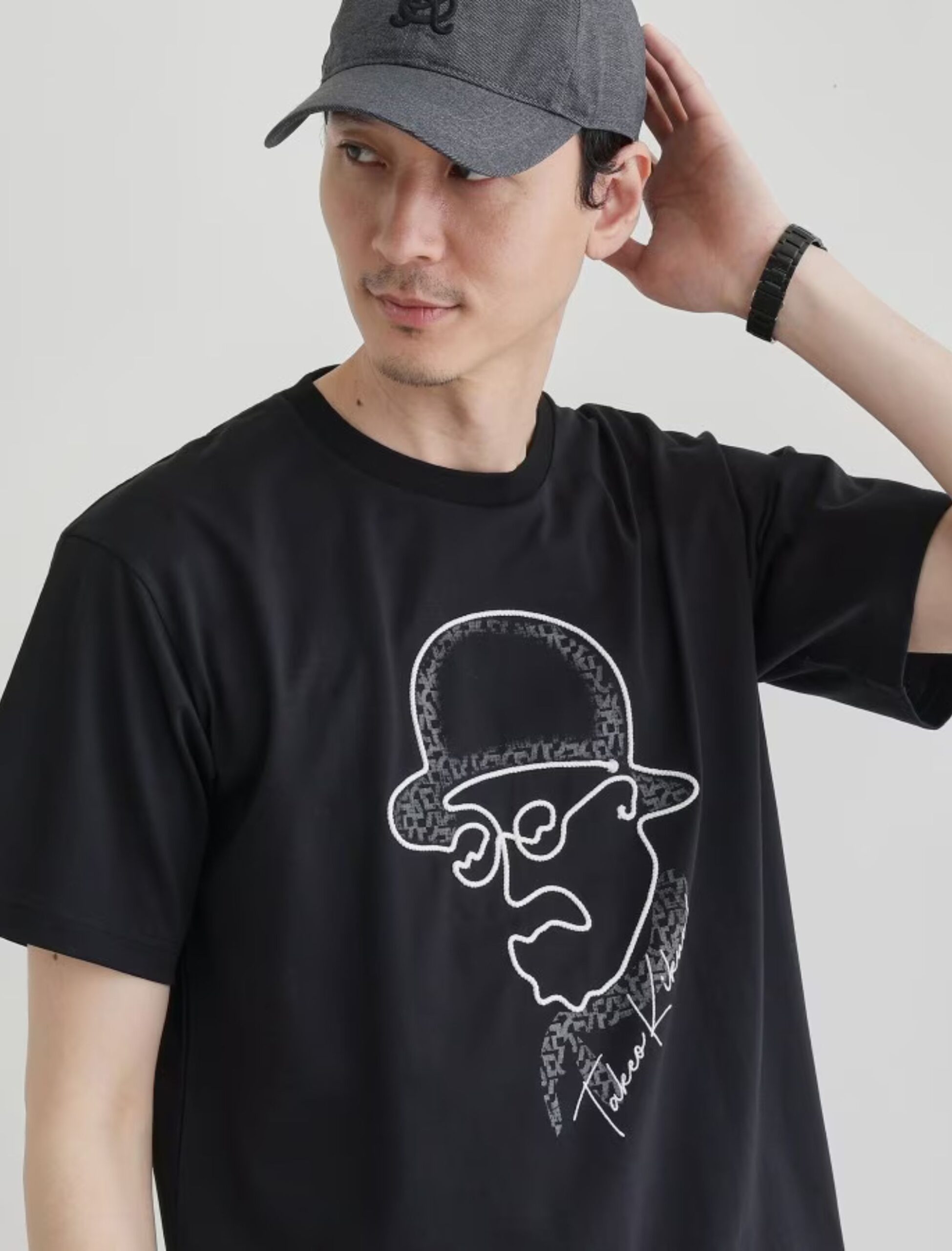 BLACK MIJ ROPE EMBROIDERY FACE TSHIRT (2)
