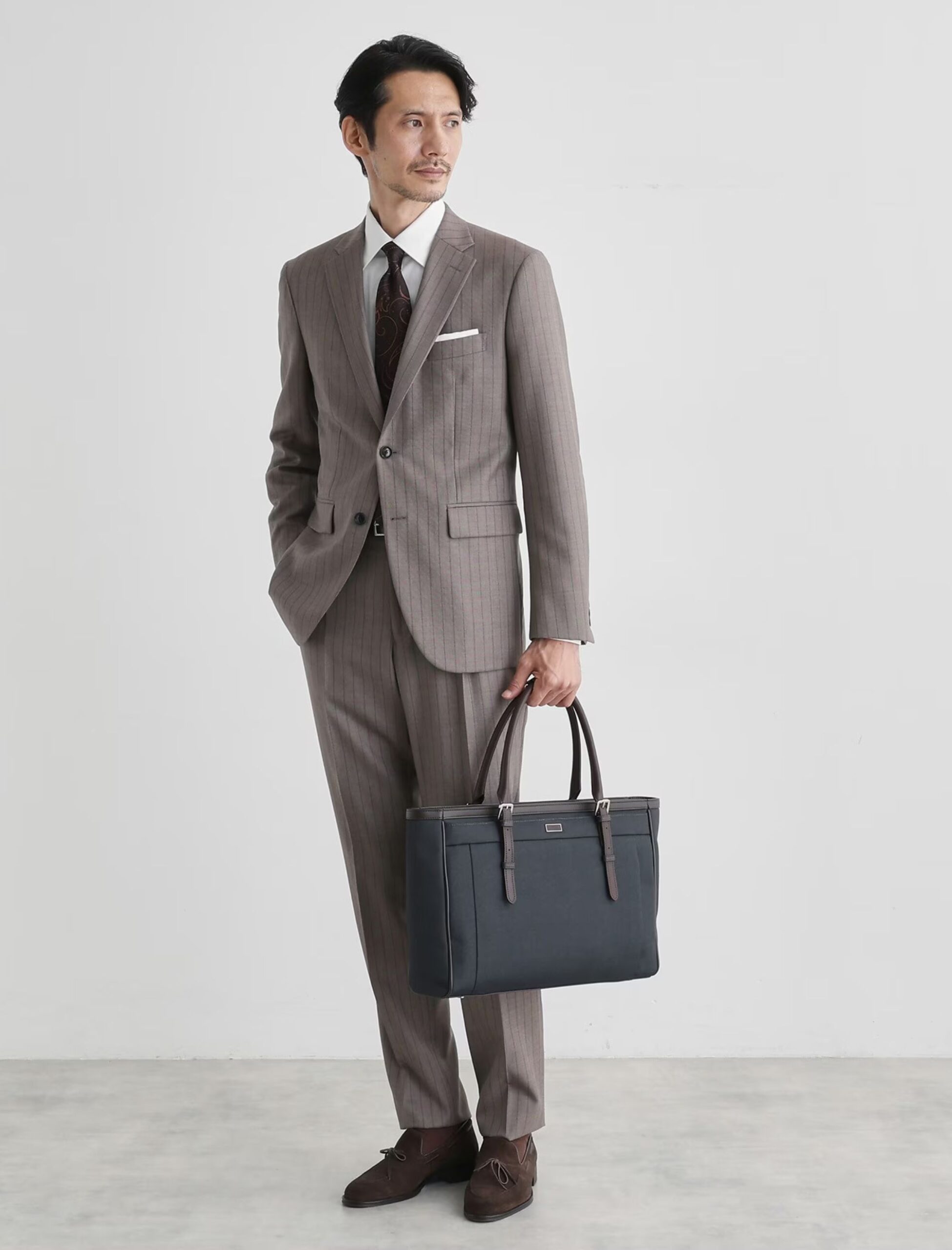 NAVY MELANGE PINHEAD BRIEF TOTE BAG (21)