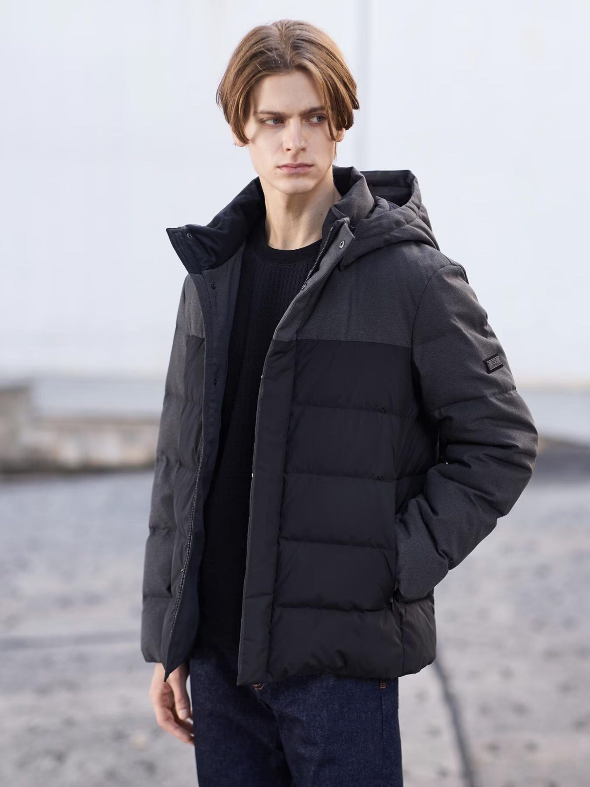 BLACK COLOR COMBI DOWN JACKET (1)
