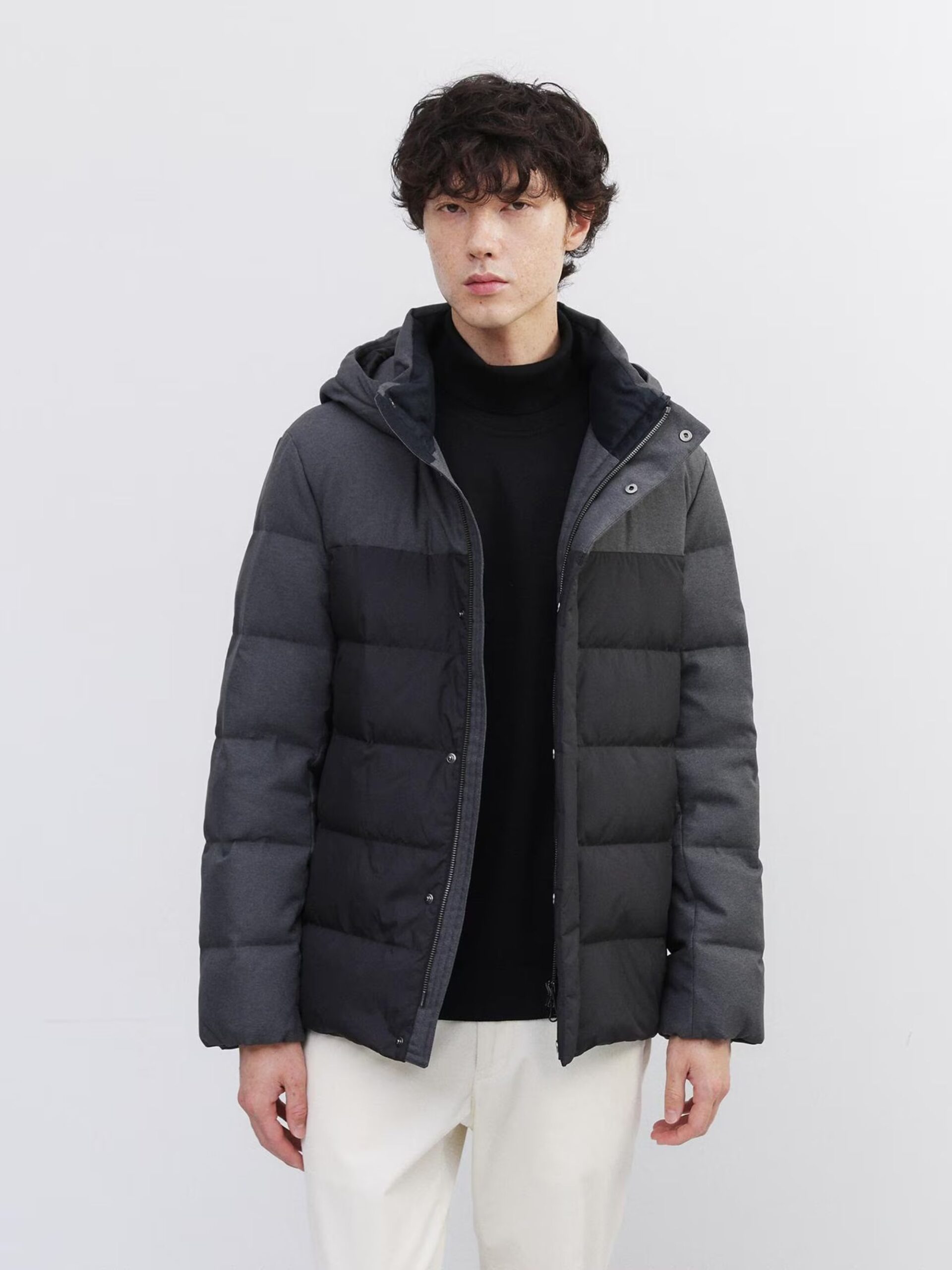 BLACK COLOR COMBI DOWN JACKET (3)