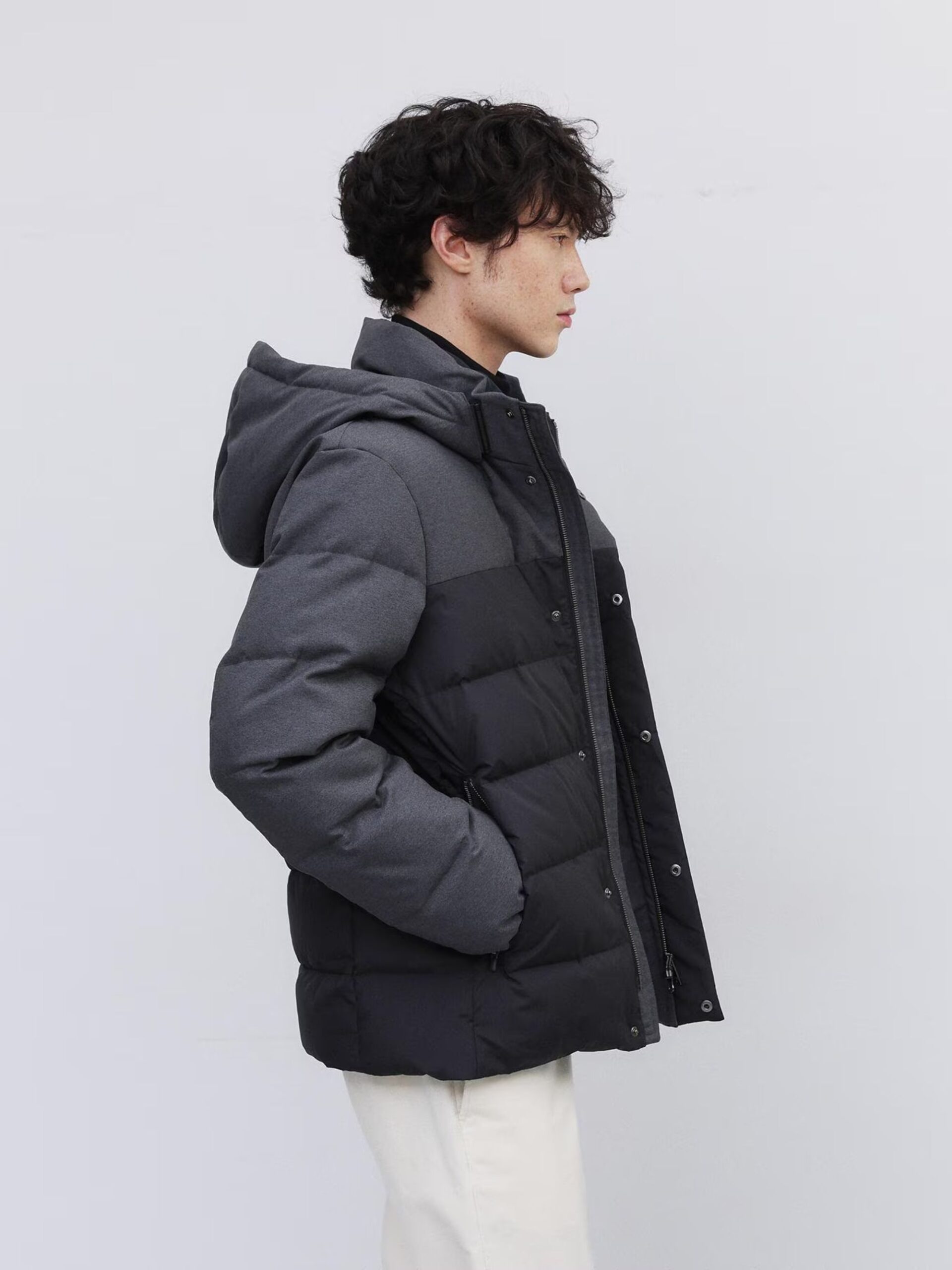 BLACK COLOR COMBI DOWN JACKET (4)