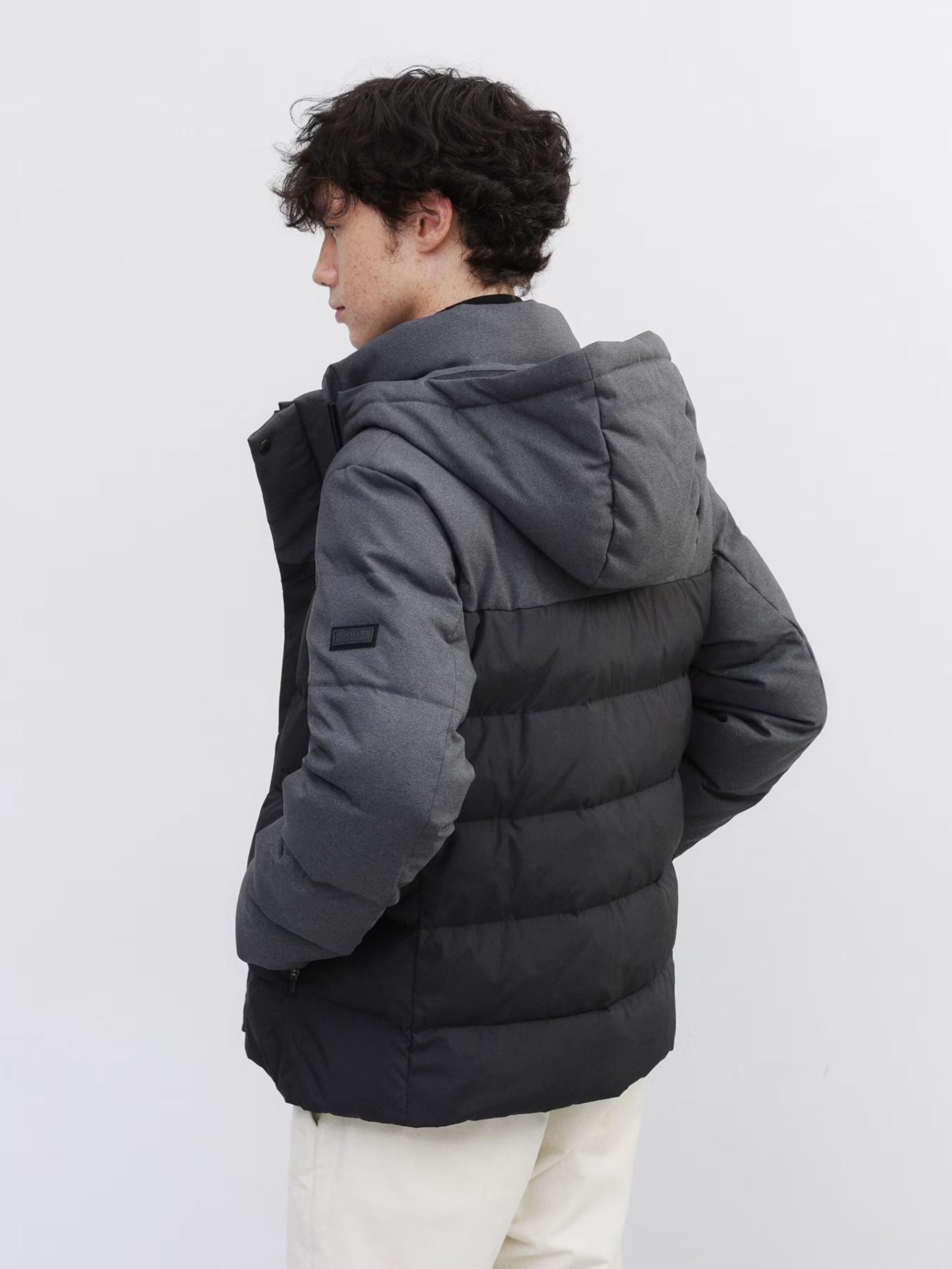 BLACK COLOR COMBI DOWN JACKET (5)