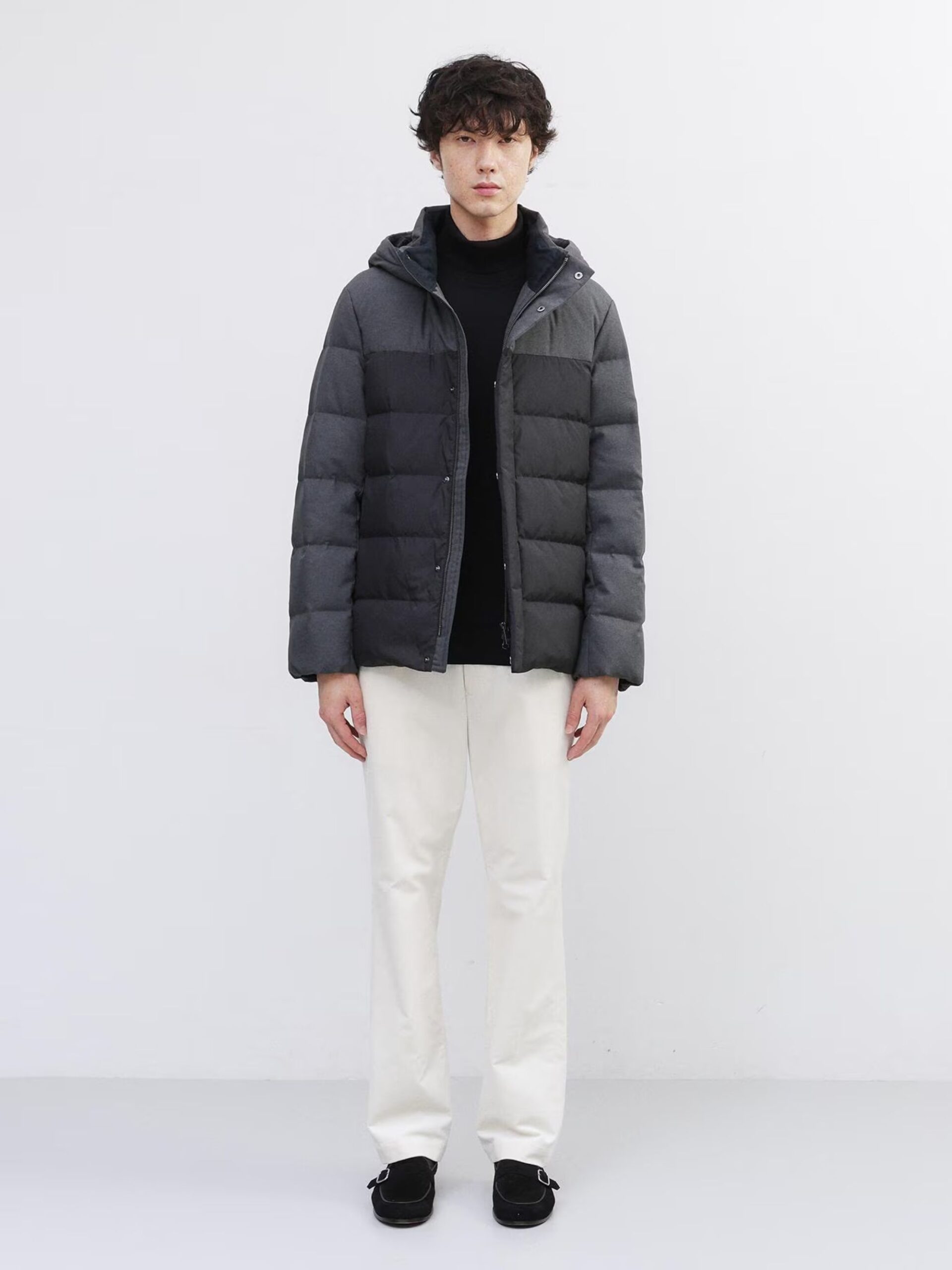 BLACK COLOR COMBI DOWN JACKET (7)