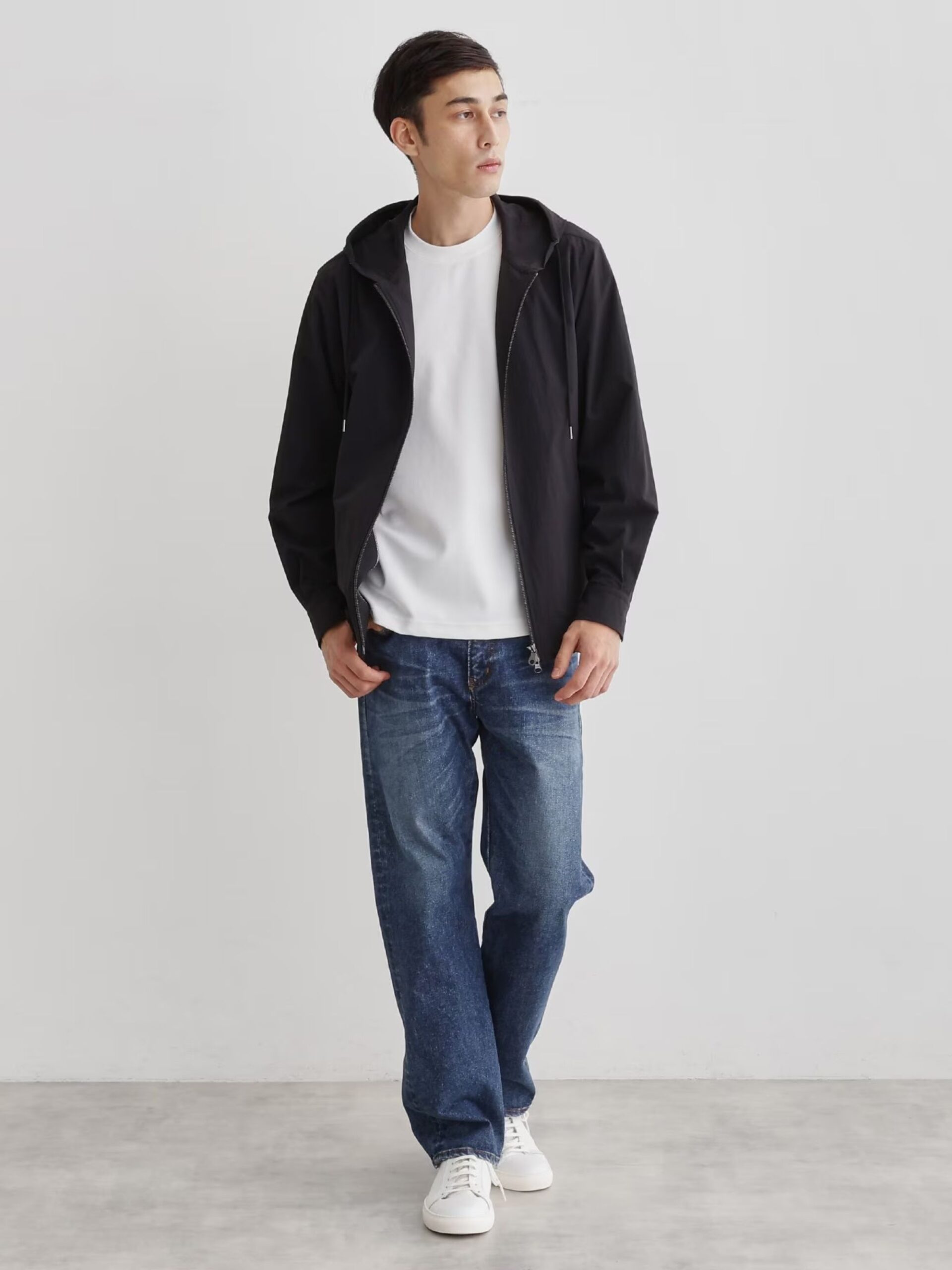 BLACK NYLON ZIP UP HOODIE JACKET (14)