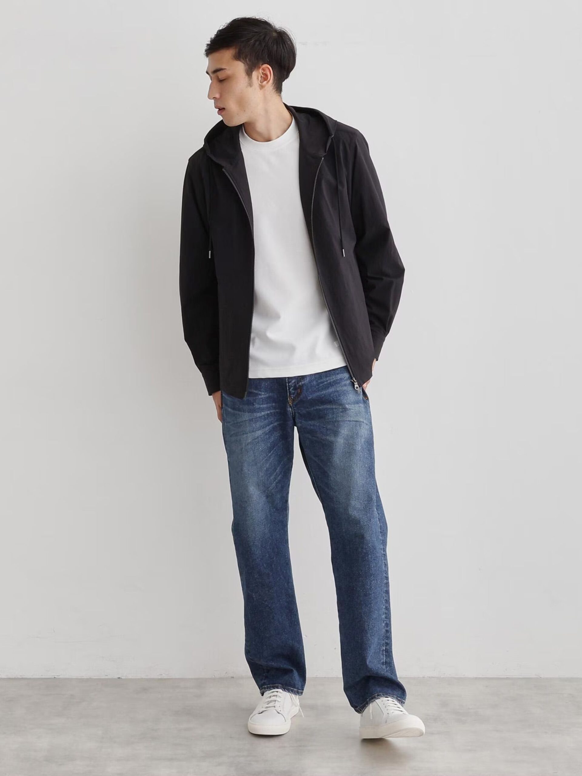 BLACK NYLON ZIP UP HOODIE JACKET (16)