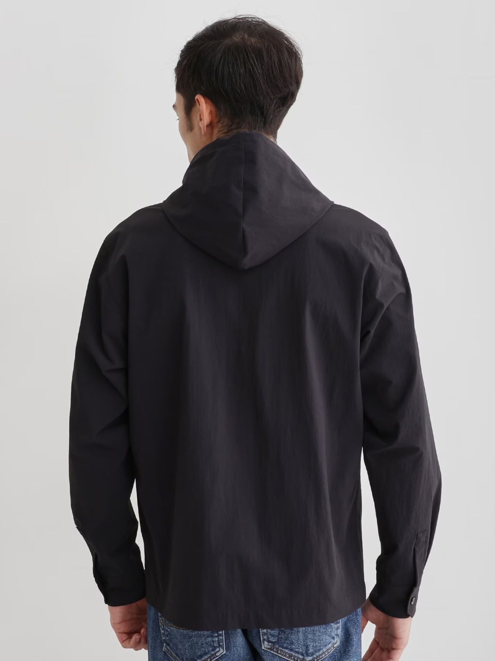 BLACK NYLON ZIP UP HOODIE JACKET (4)