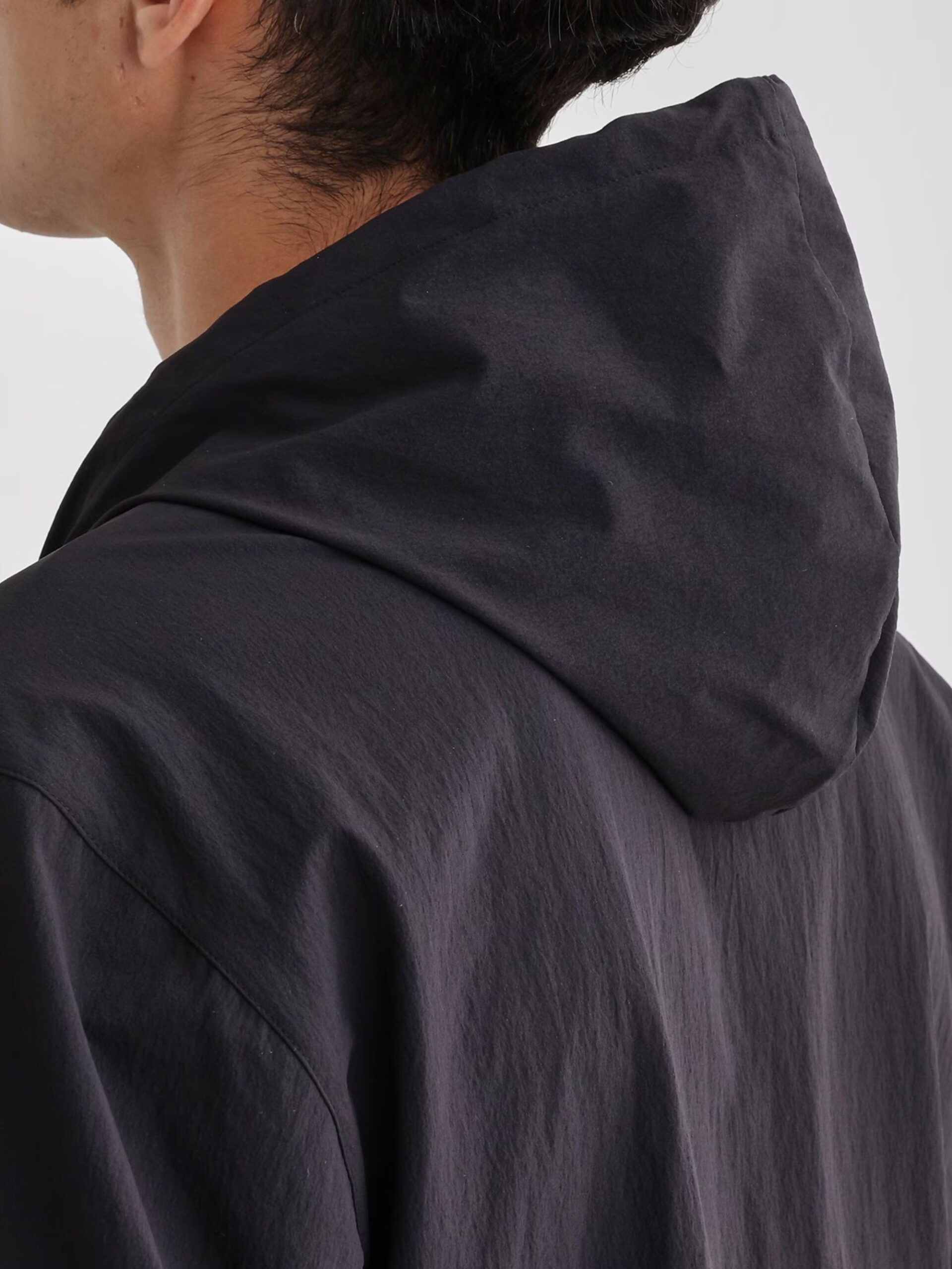 BLACK NYLON ZIP UP HOODIE JACKET (6)