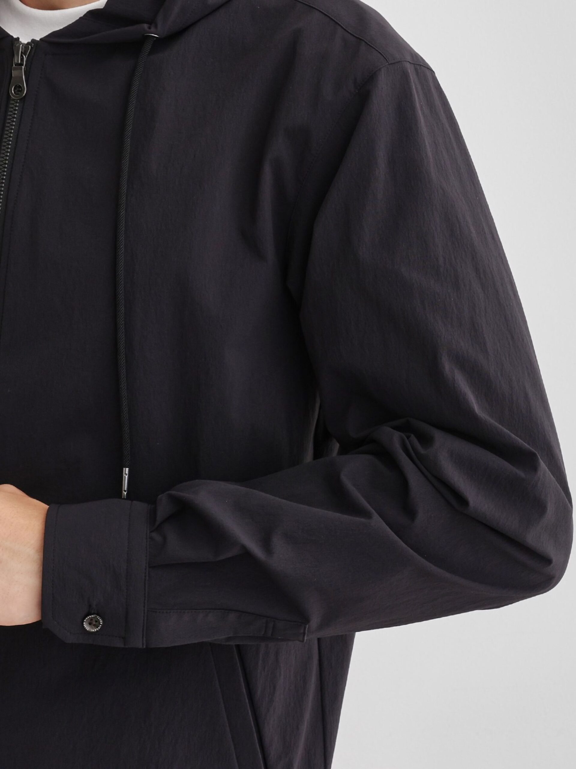 BLACK NYLON ZIP UP HOODIE JACKET (7)