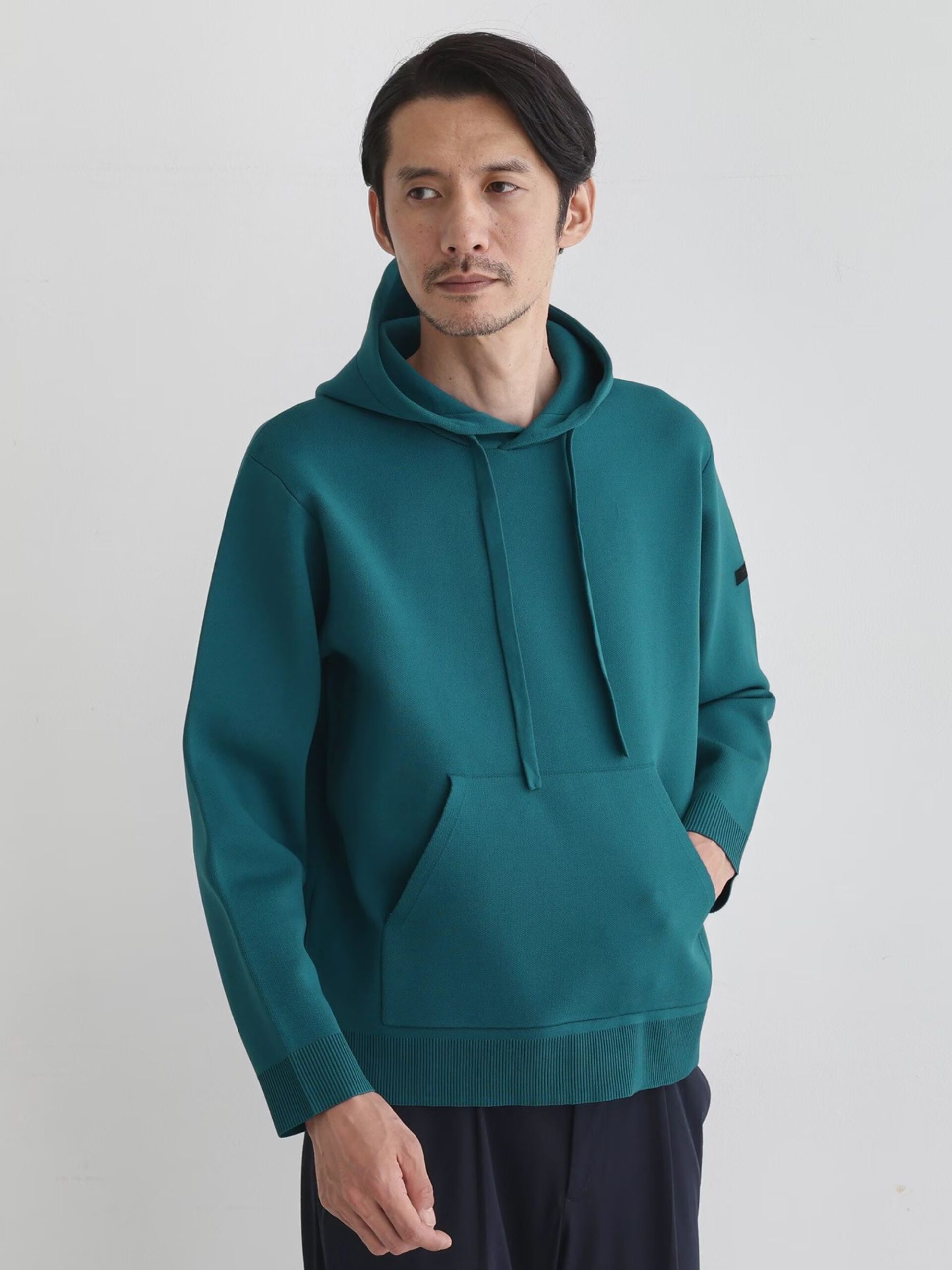 BLUE GREEN SPONGY PULLOVER KNIT HOODIE (10)