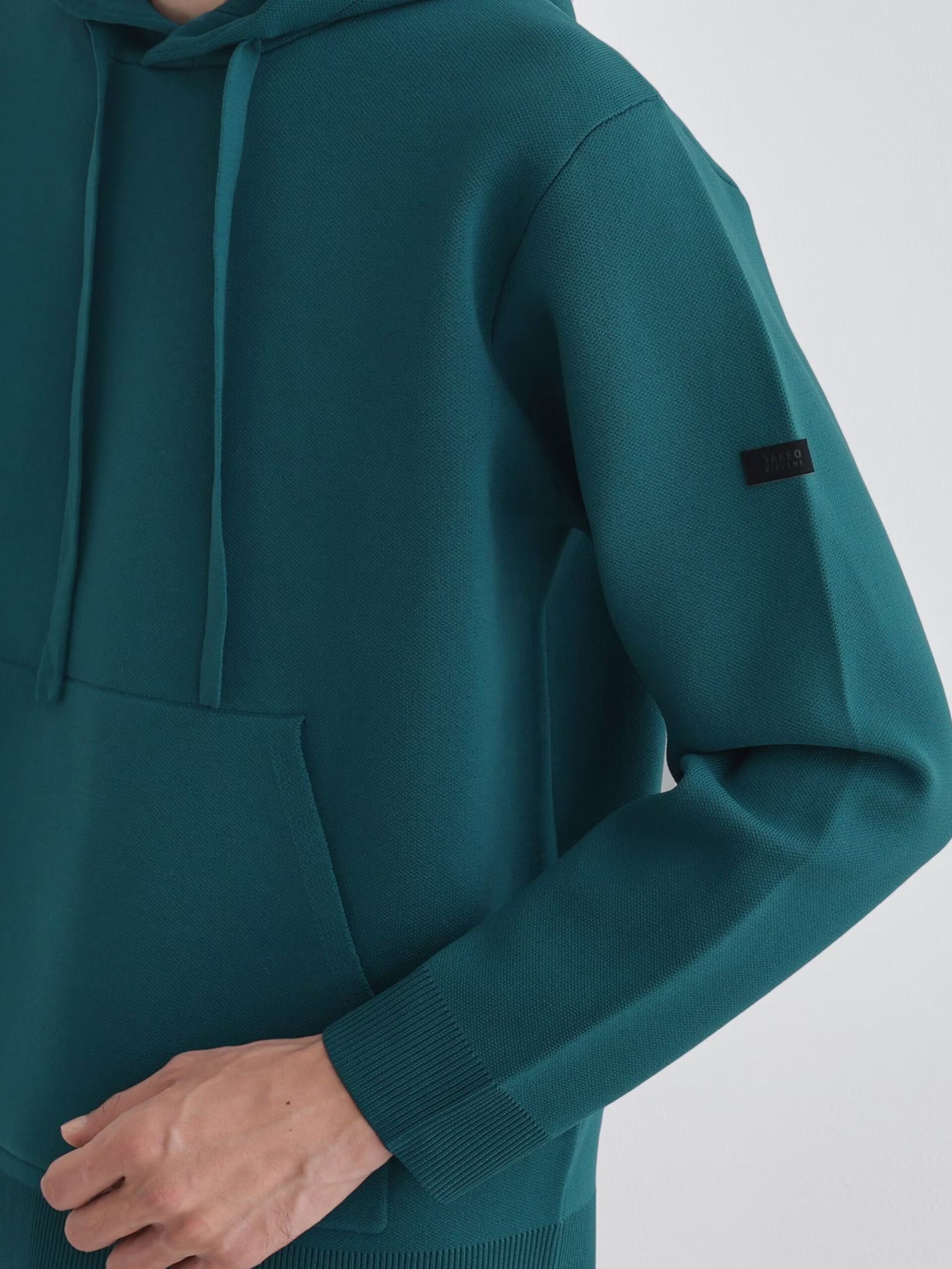 BLUE GREEN SPONGY PULLOVER KNIT HOODIE (7)