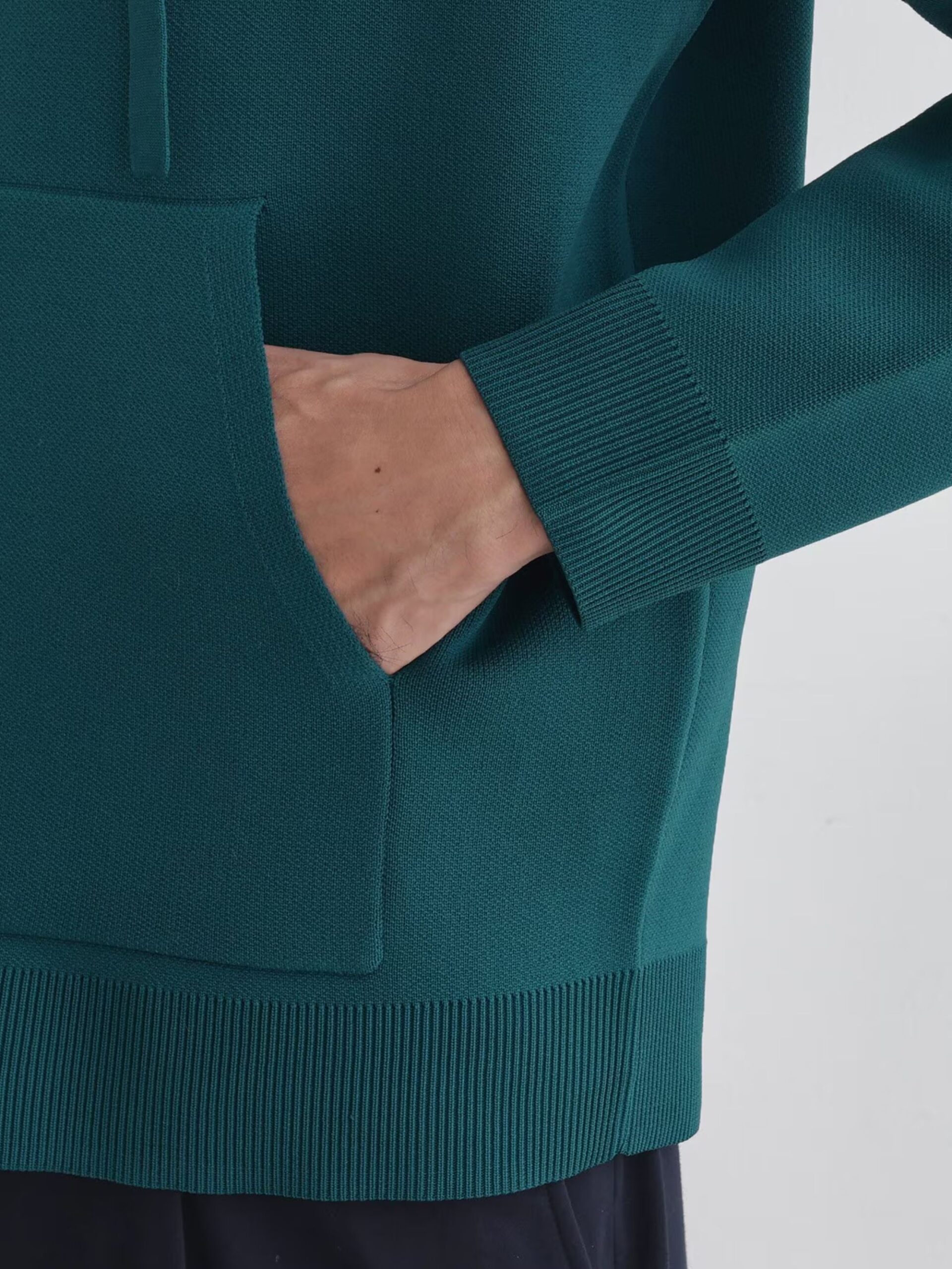 BLUE GREEN SPONGY PULLOVER KNIT HOODIE (8)