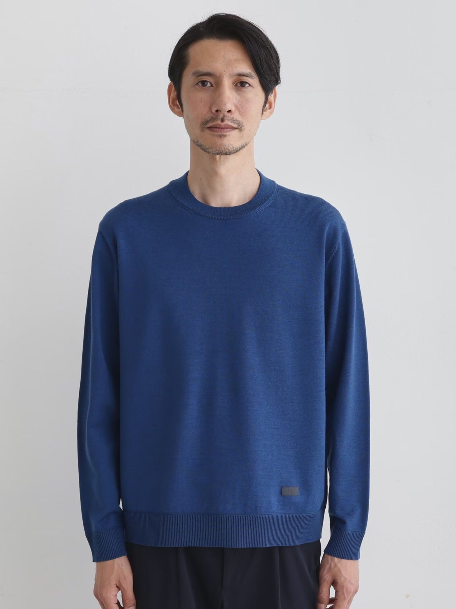 BLUE WOOL BLEND ANTI-PILLING KNIT SWEATER (3)
