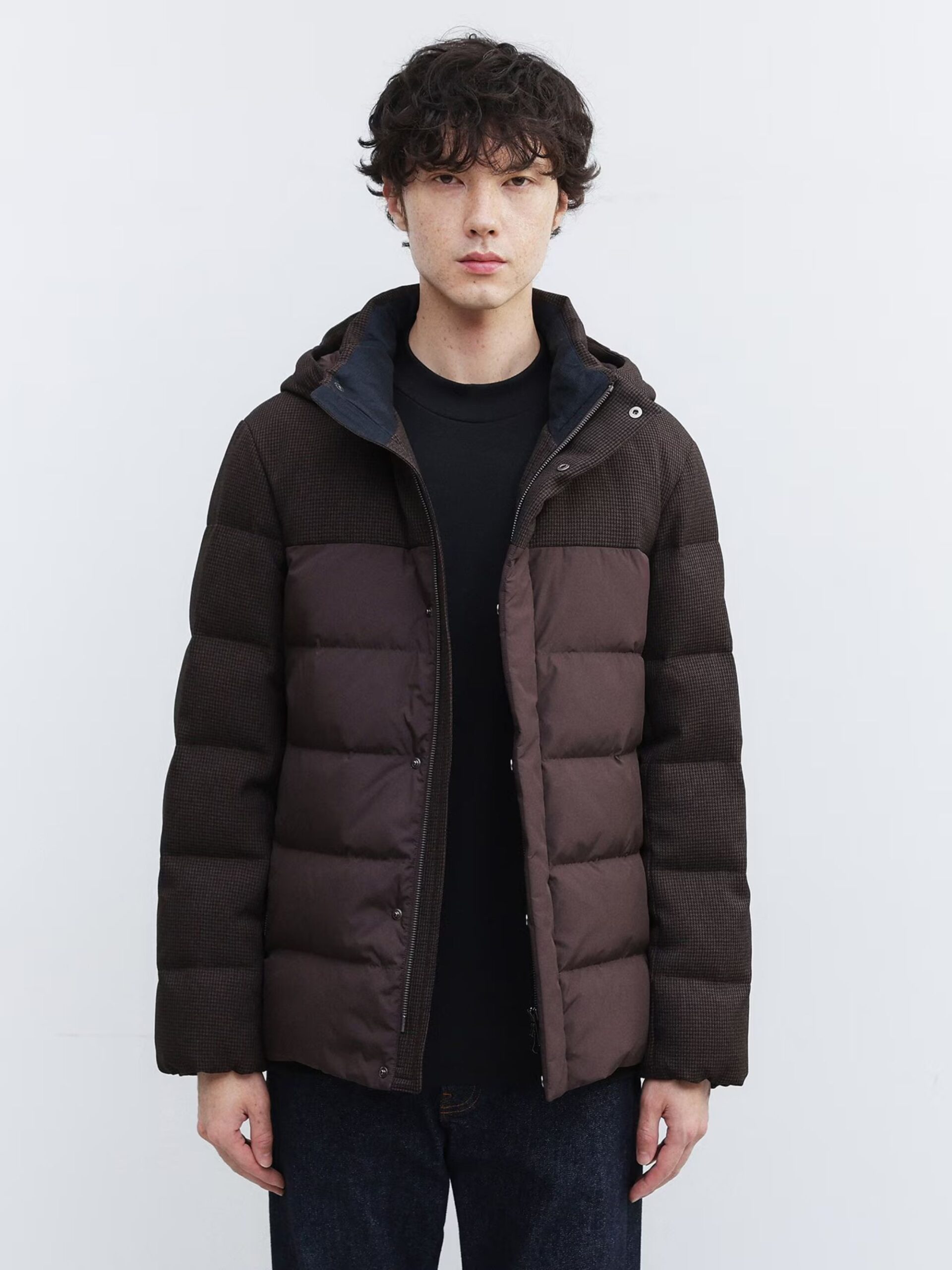 BROWN COLOR COMBI DOWN JACKET (1)