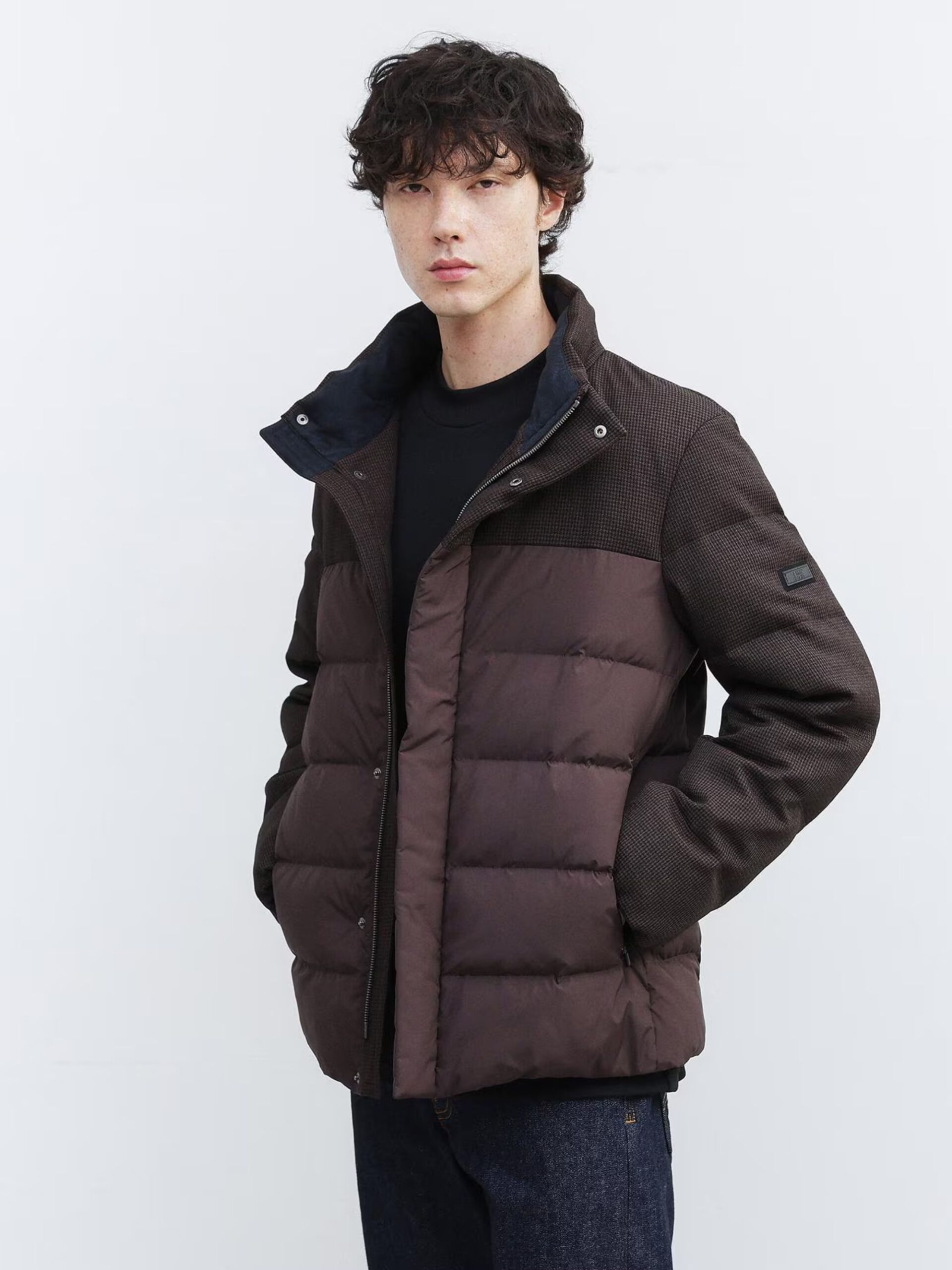 BROWN COLOR COMBI DOWN JACKET (10)